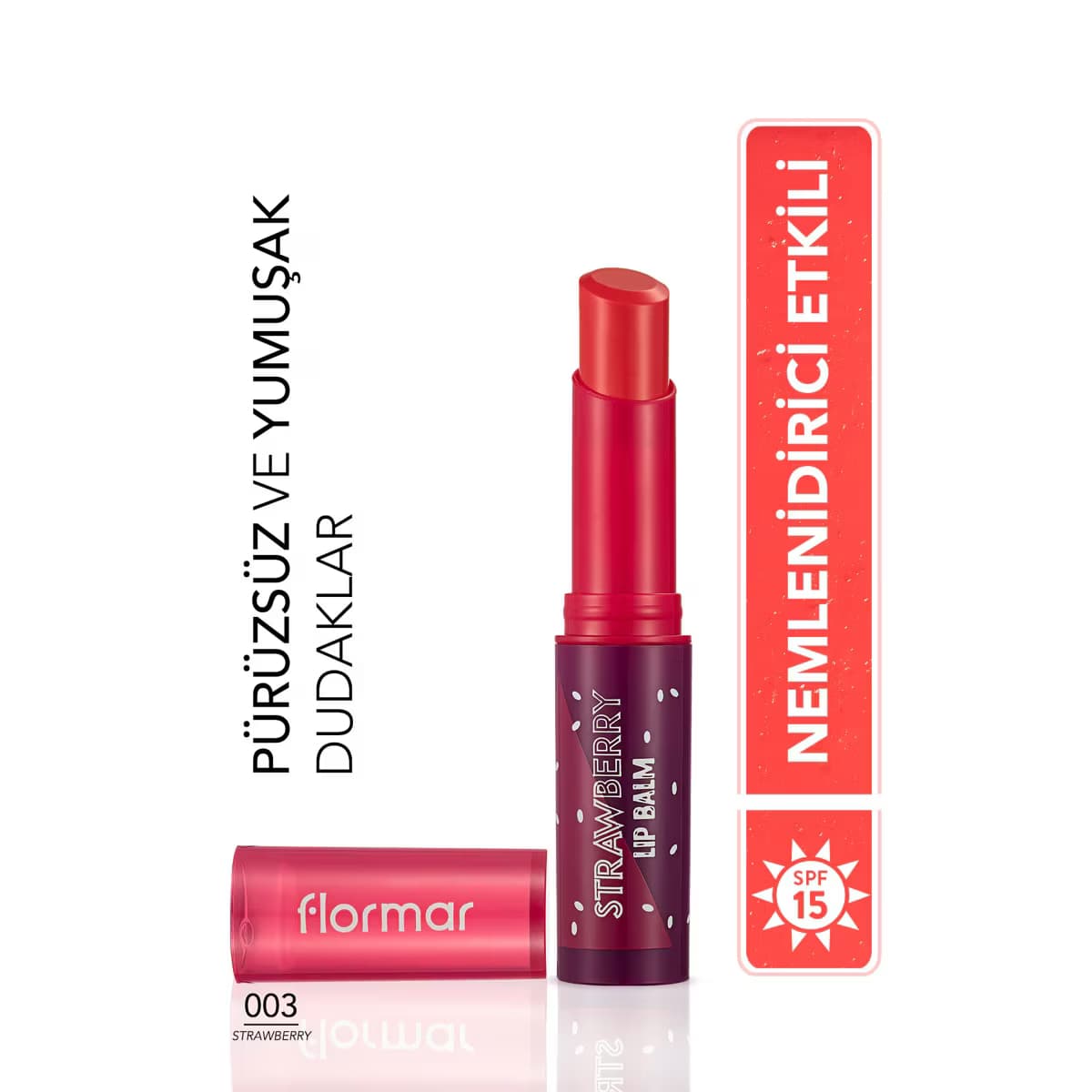 Flormar Lip Balm Meyve Kokulu ve Renklendirici Dudak Nemlendiricisi Çilek