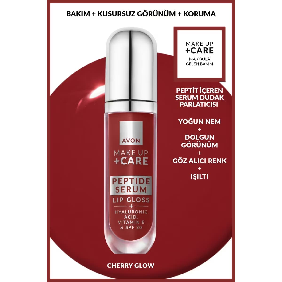 Avon Make Up + Care Peptit İçeren Serum Gloss Dudak Parlatıcısı Cherry Glow
