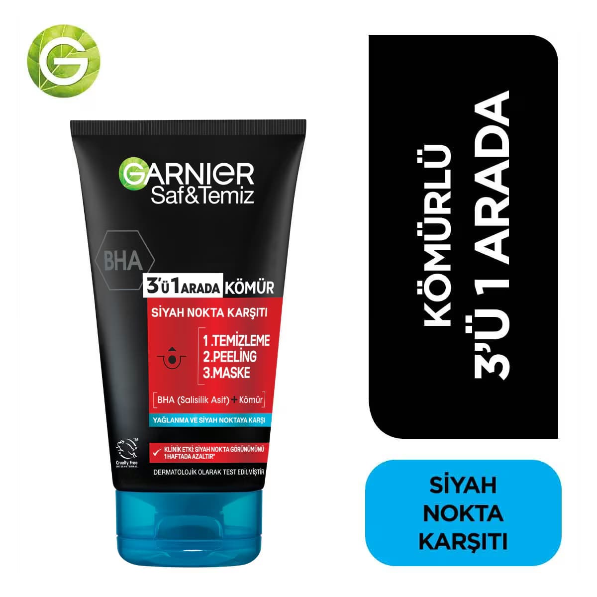 Garnier Saf & Temiz Siyah Nokta Karşıtı Kömürlü 3'ü 1 arada