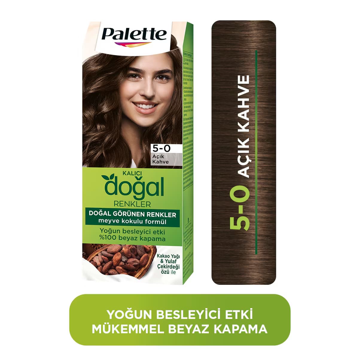 Palette Kalıcı Doğal Renkler Saç Boyası 5-0 Açık Kahve