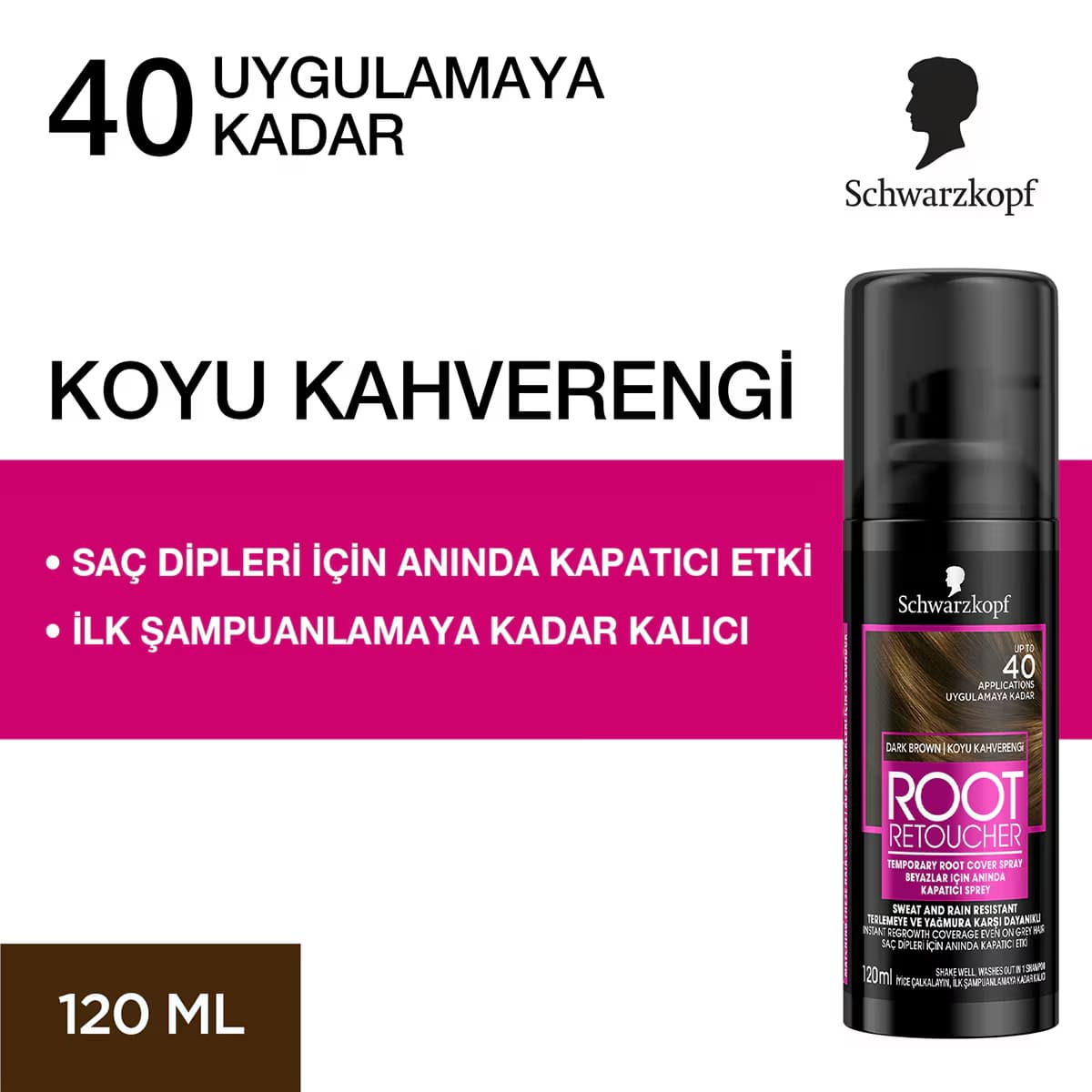 Schwarzkopf Root Retoucher Sprey Boya Koyu Kahverengi 120 ml