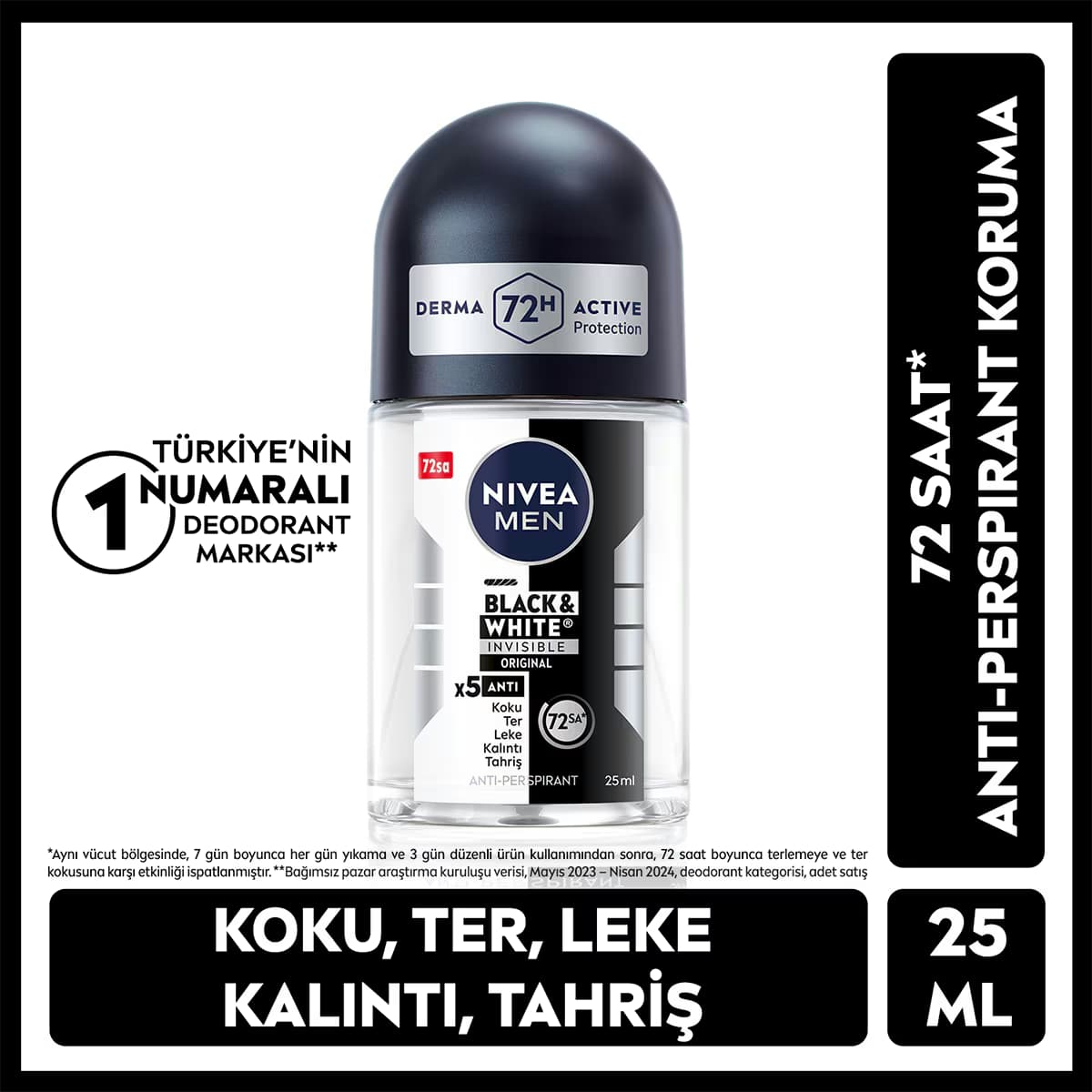 Nivea Men Erkek Roll-On Deodorant Black & White Invisible Original 50 ml