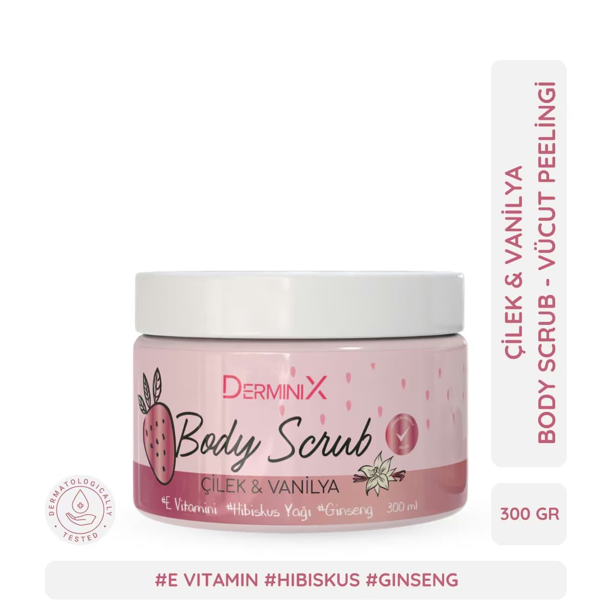 Derminix Vücut Peeling Çilek ve Vanilya 300 ml