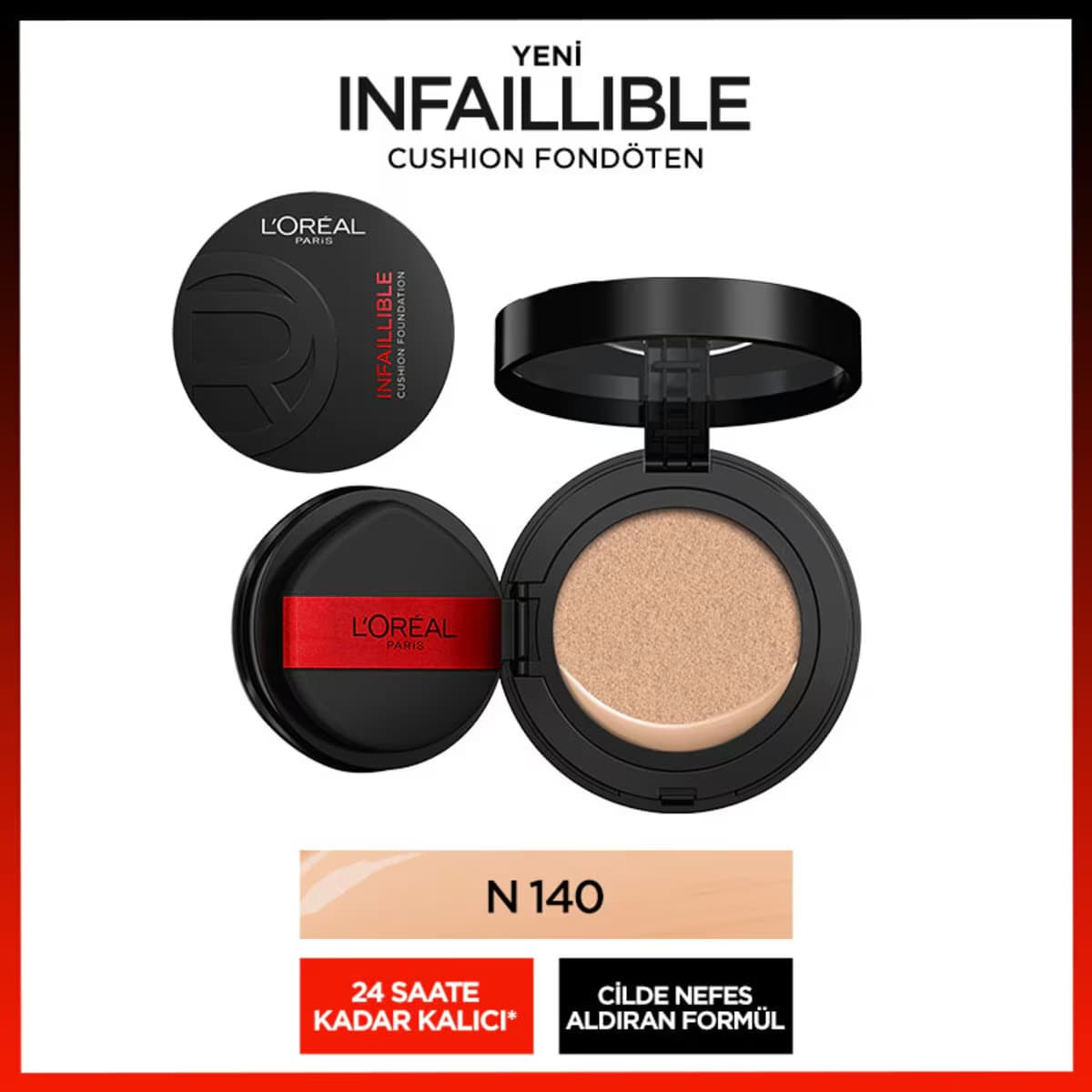L'Oréal Paris Freshwear Cushion Fondöten 24H Air Wear 140