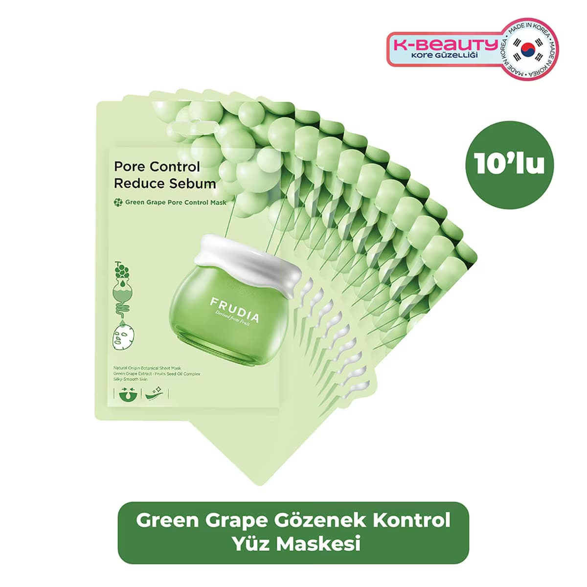 Frudia Green Grape Gözenek Kontrol Maske 10'lu