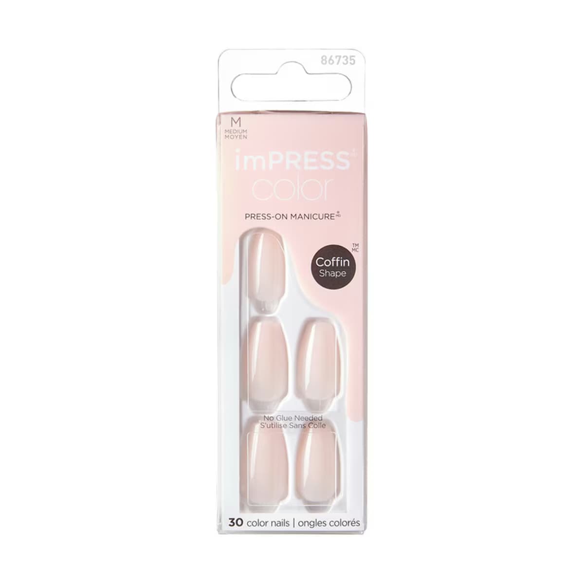 Kiss Impress Color Kendinden Yapışkanlı Takma Tırnak Uzun Açık Pembe Medium 502