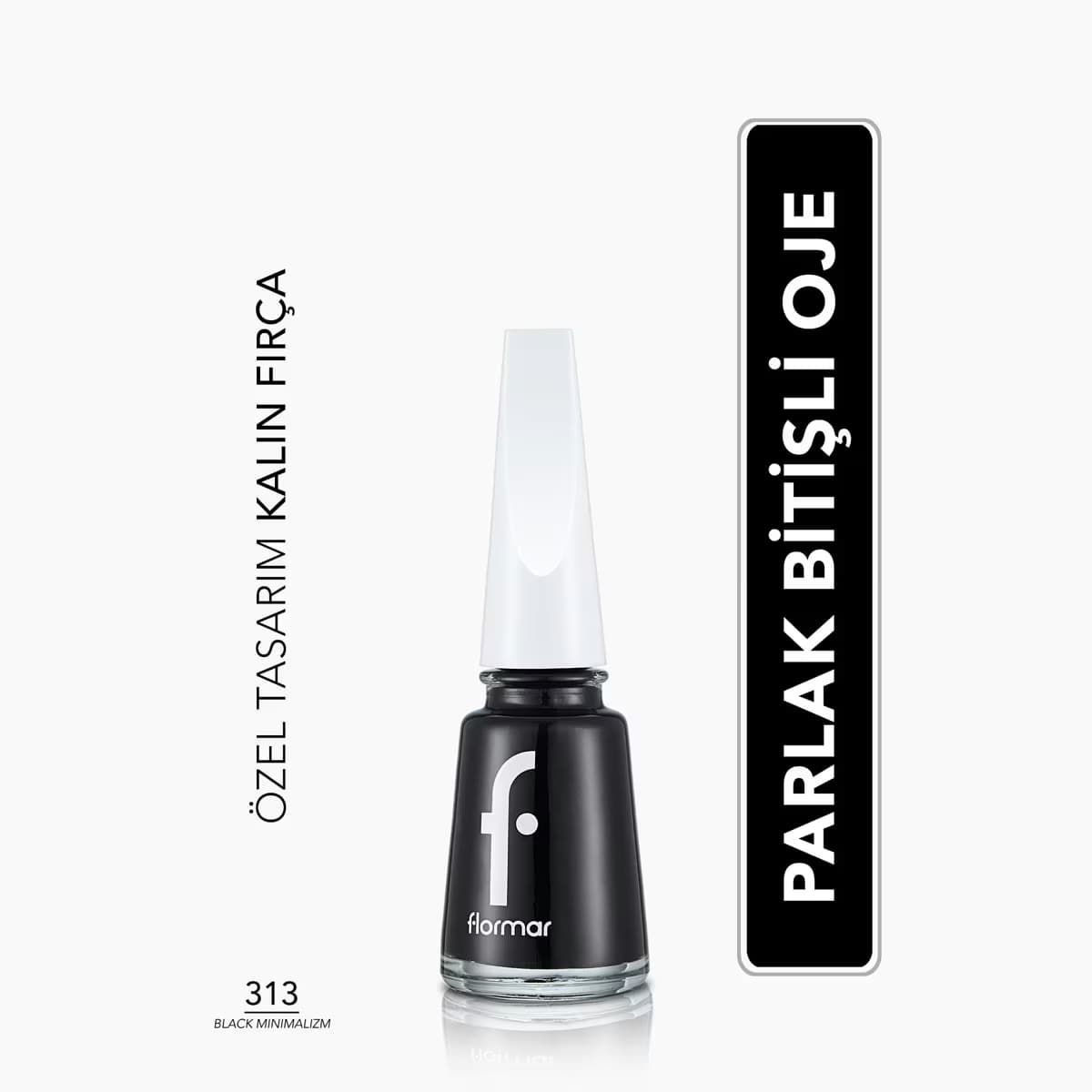 Flormar Nail Enamel Yoğun Pigmentli Parlak Oje No: 313 Black Minimalizm