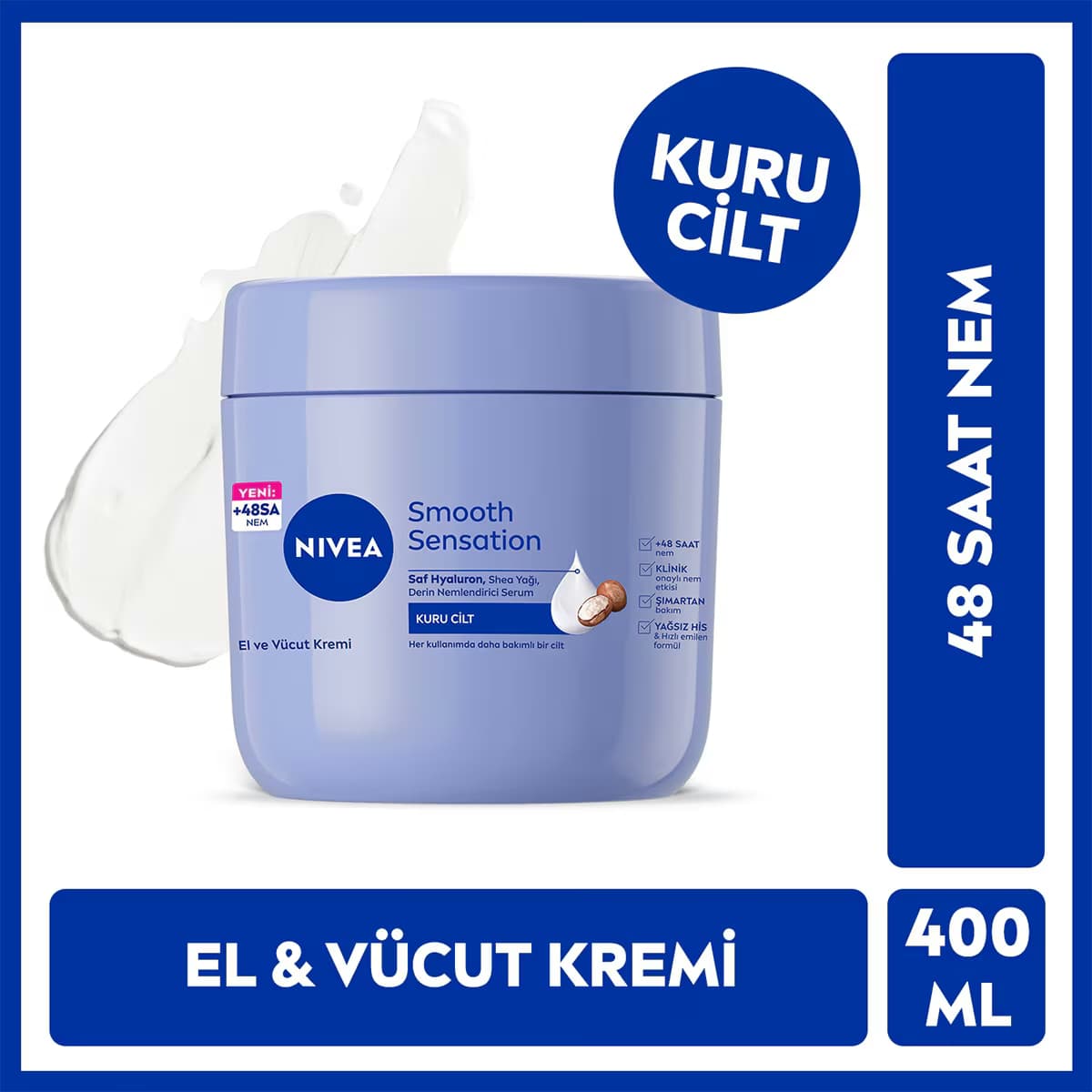 Nivea Smooth Sensation El ve Vücut Bakım Kremi 400 ml 48 Saat Nemlendirici