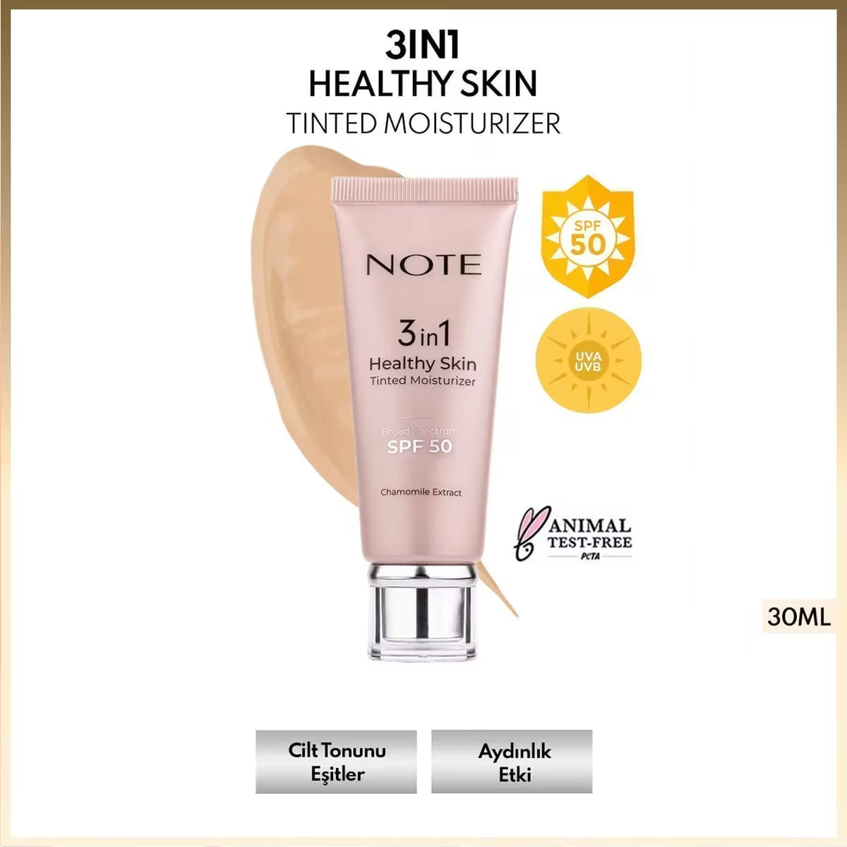 Note 3 in 1 Healthy Skin Light Tinted Moisturizer SPF 50 Renk Ton Eşitleyici Aydınlatıcı Krem