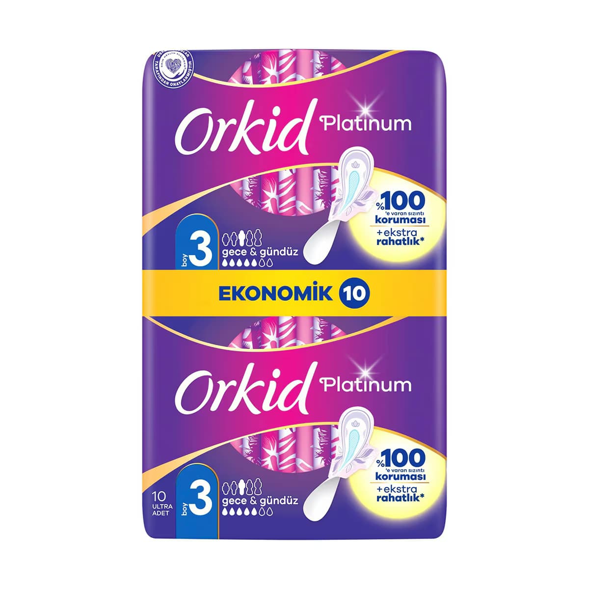 Orkid Platinum Gece & Gündüz Boy 3 10 Adet Hijyenik Ped