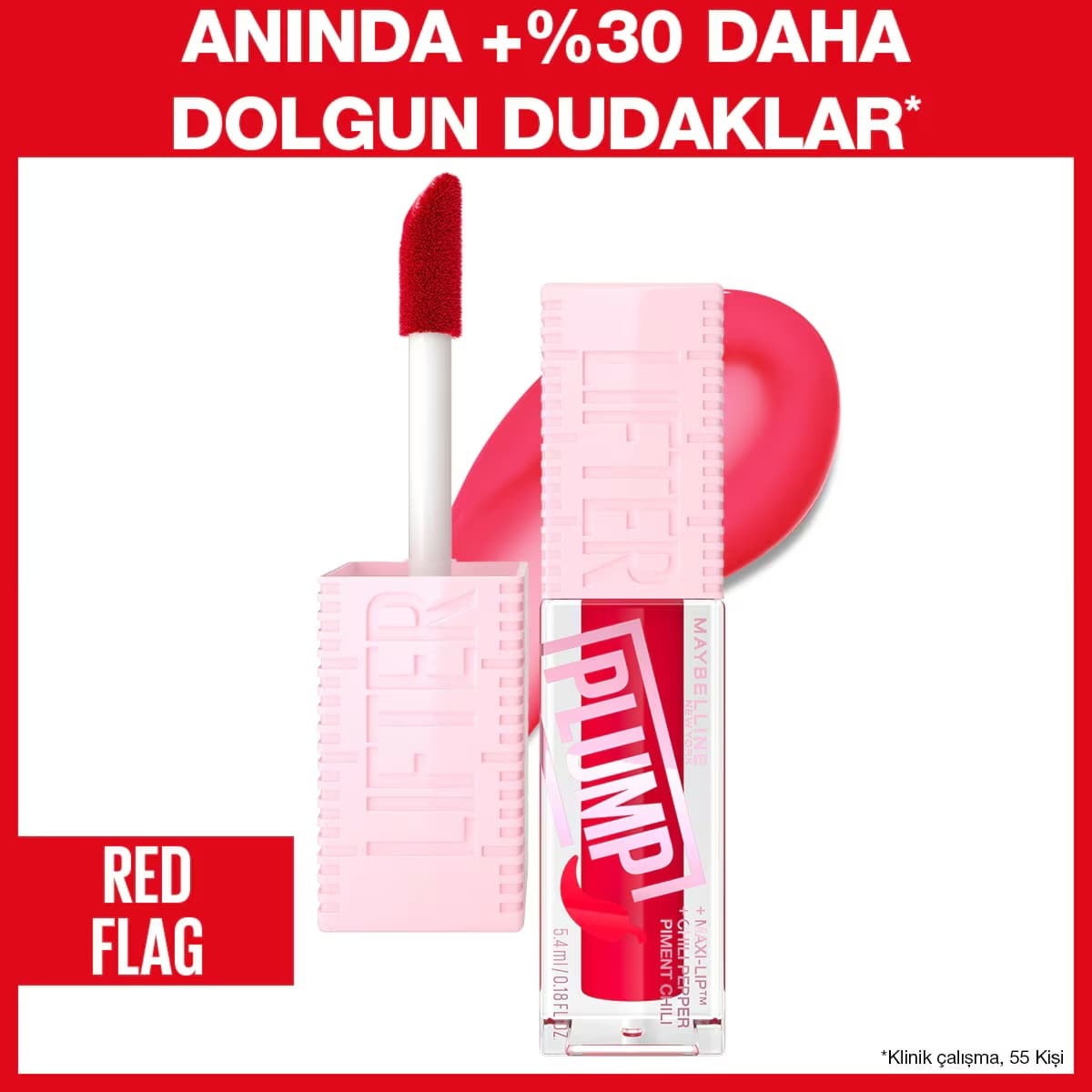 Maybelline New York Lifter Plump Dudak Parlatıcısı 004 Red Flag