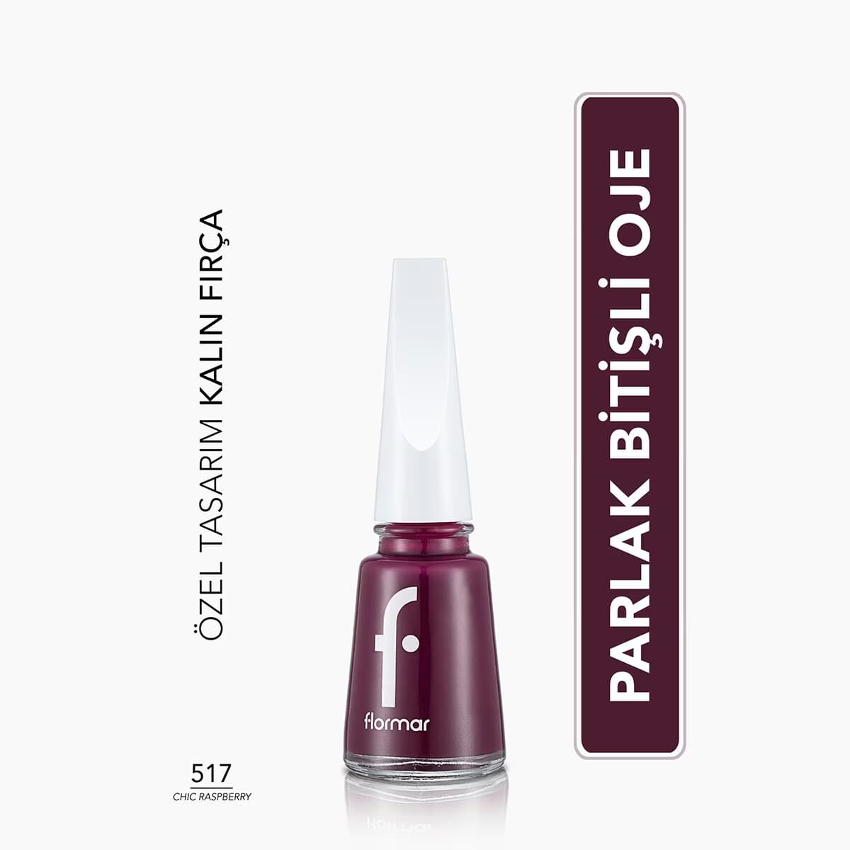 Flormar Nail Enamel Yoğun Pigmentli Parlak Oje No: 517 Chic Raspberry