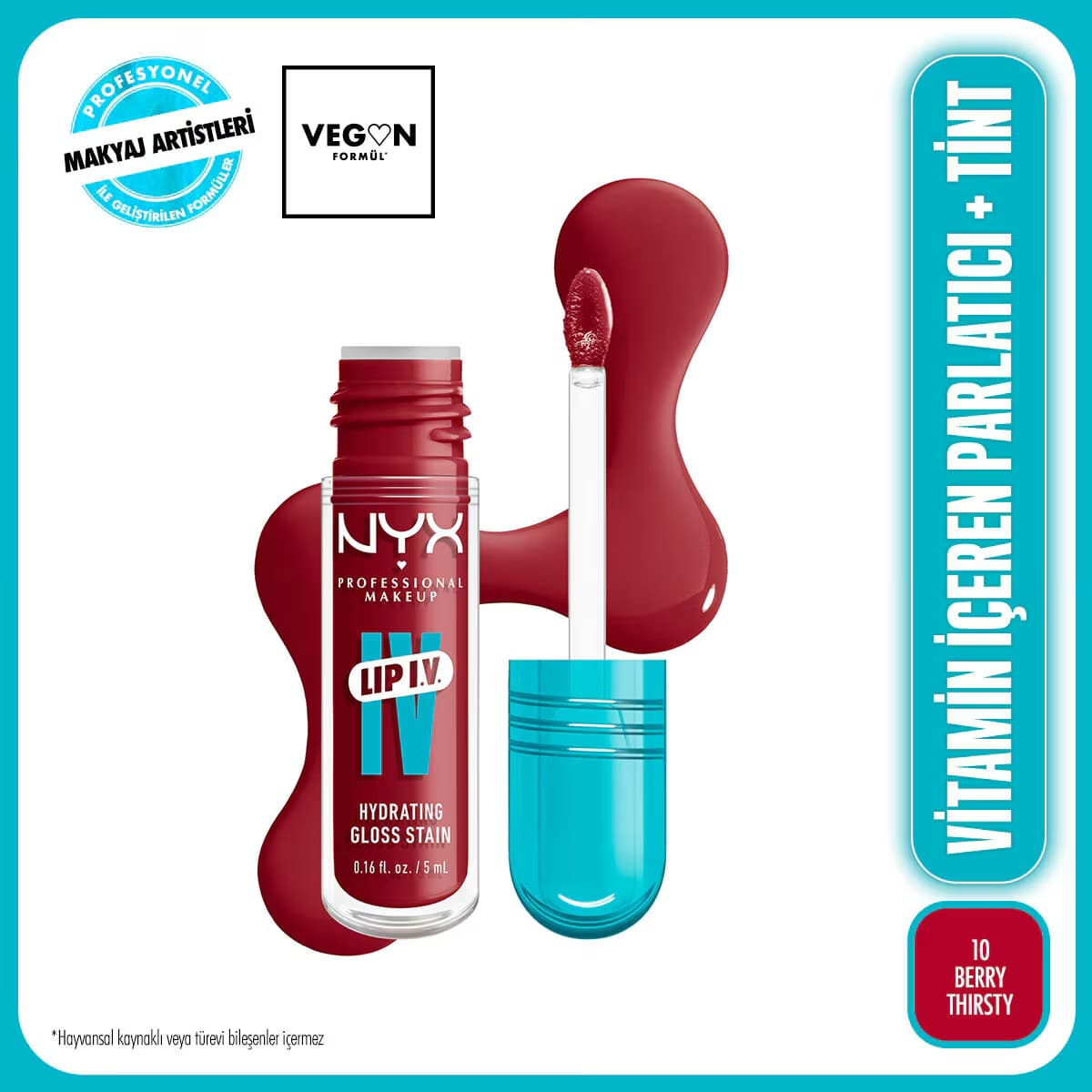 Nyx Professional Makeup Lip I.V. Vitamin İçeren Parlatıcı + Tint 10 Berry Thirsty