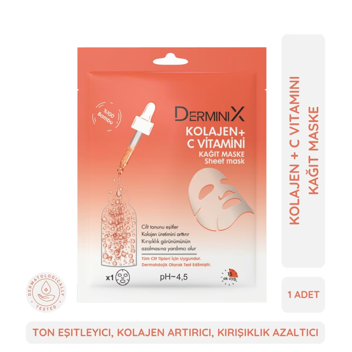 Derminix Kolajen + C Vitamini Kağıt Maske 1 Adet