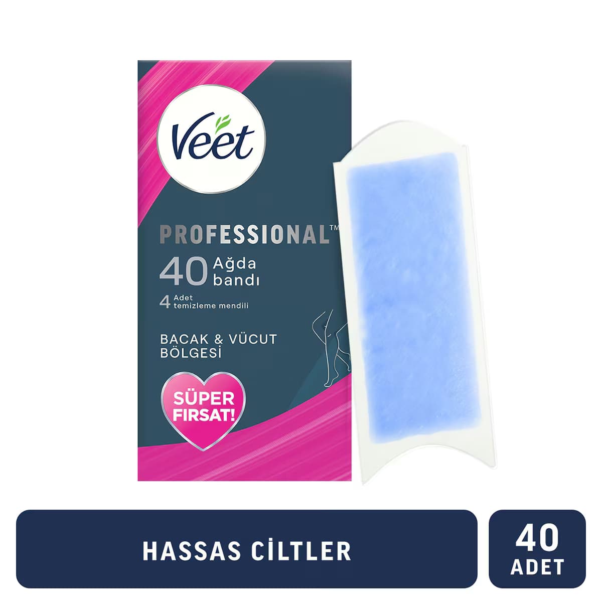 Veet Professional Ağda Bantları Hassas Ciltler İçin Süper Fırsat Paketi 40lı