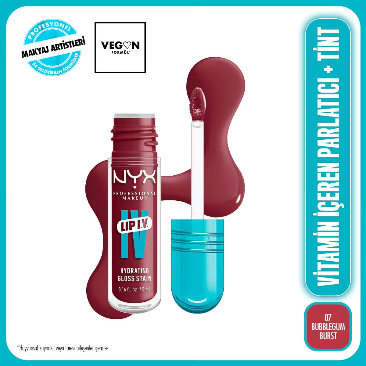 Nyx Professional Make Up Lip IV Dudak Parlatıcısı Tint Bubblegum Brust