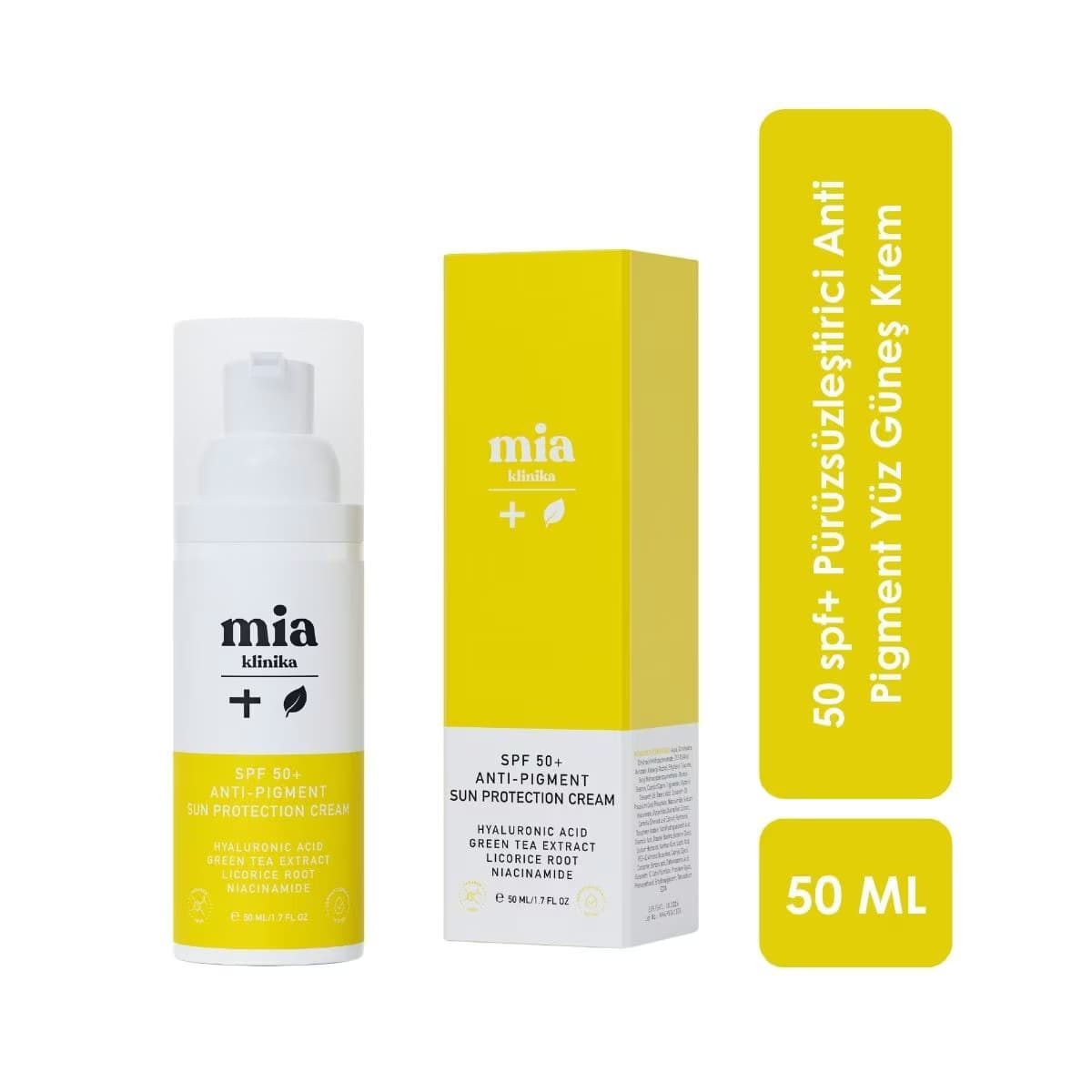 Mia Klinika 50 Spf+ Kırışıklık ve Leke Karşıtı Anti-Pigment Yüz Güneş Kremi 50 ml