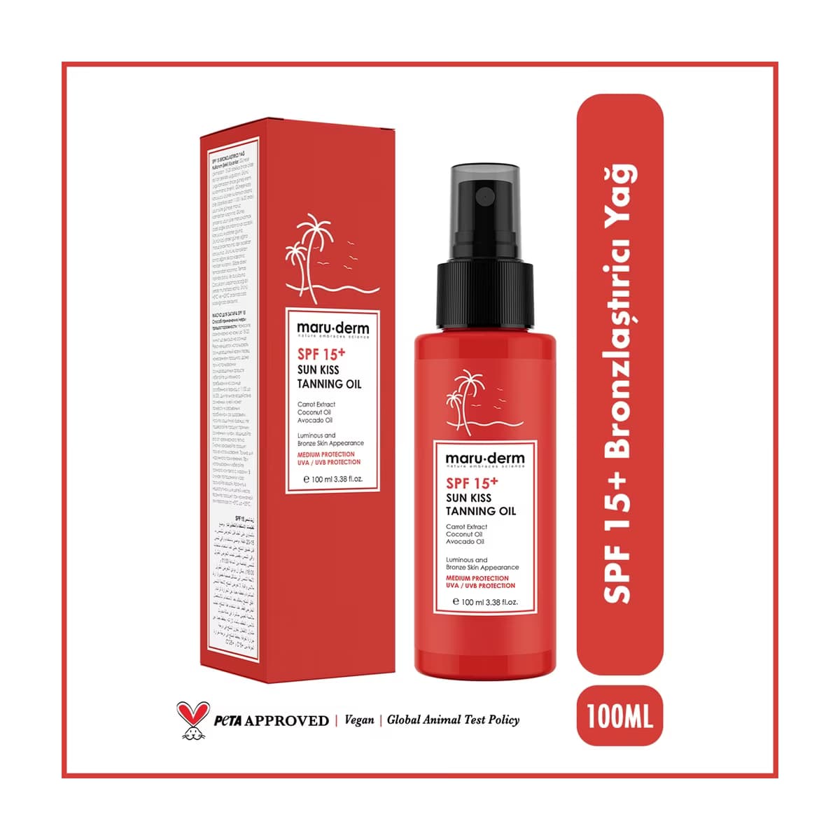 Maruderm SPF 15+ Sun Kiss Tanning Oil SPF 15+ Bronzlaştırıcı Yağ 100 ml - Gratis
