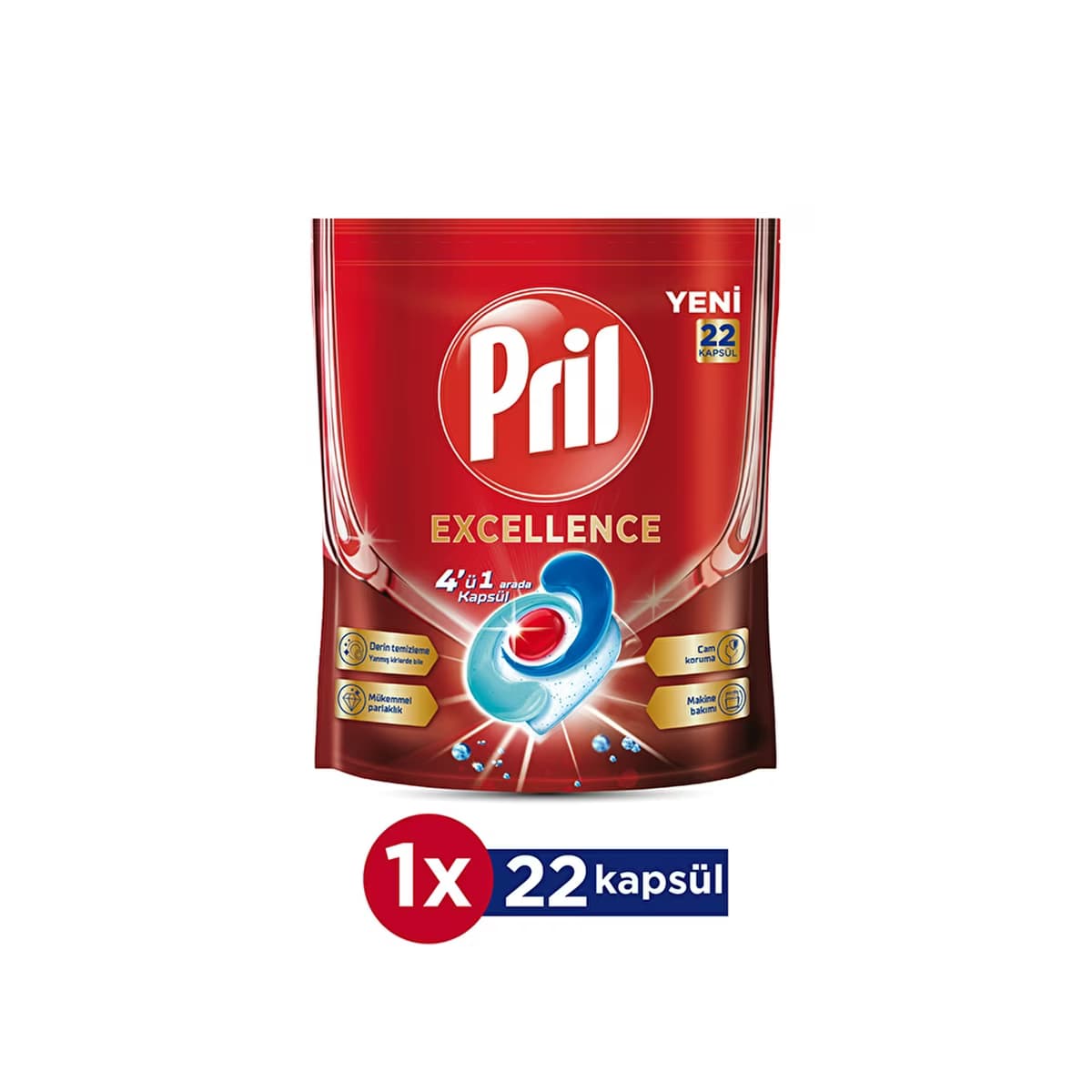 Pril Excellence Bulaşık Makinesi Deterjanı Tableti 22 Kapsül - Gratis