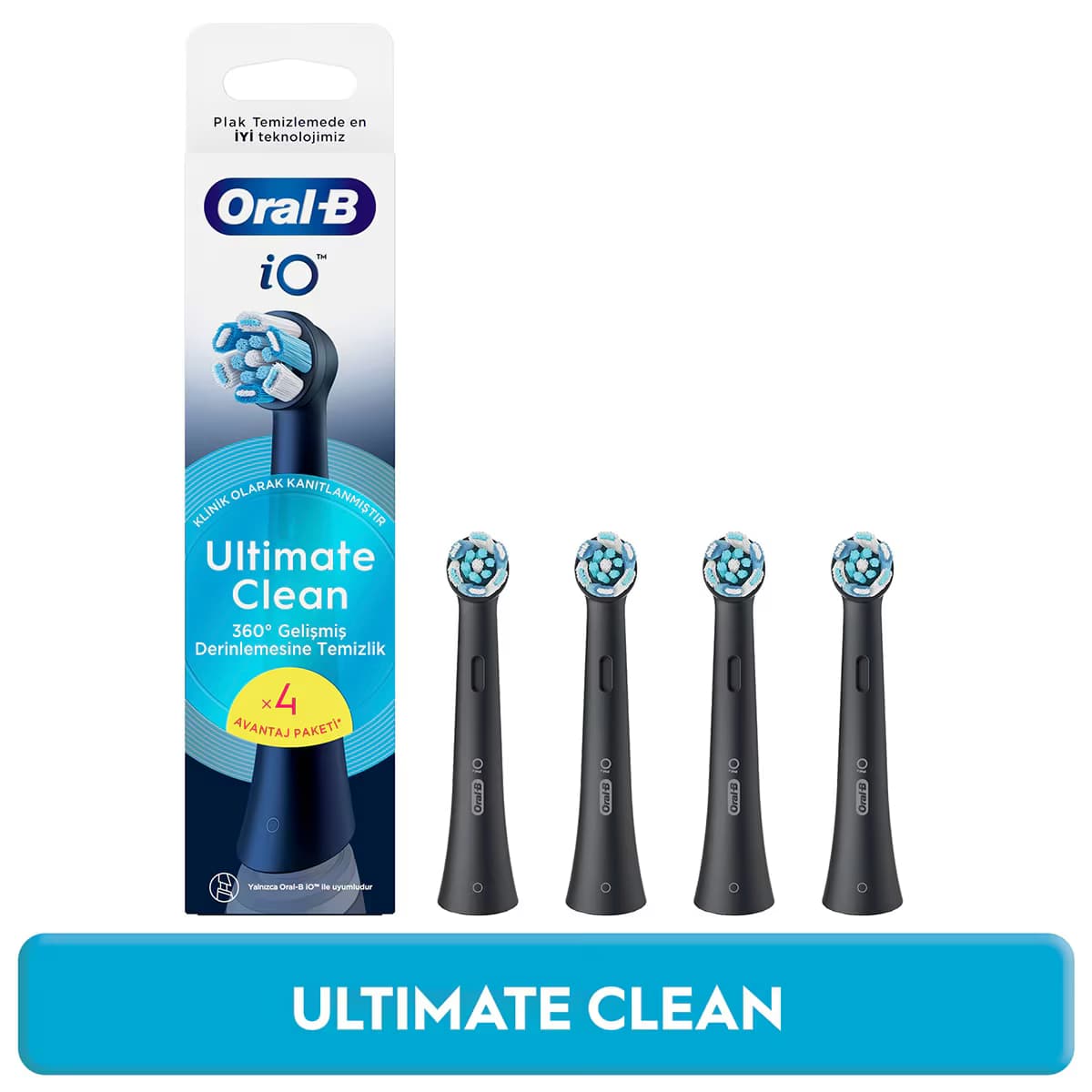 Oral-B iO Ultimate Clean Siyah Diş Fırçası Başlığı 4 Adet