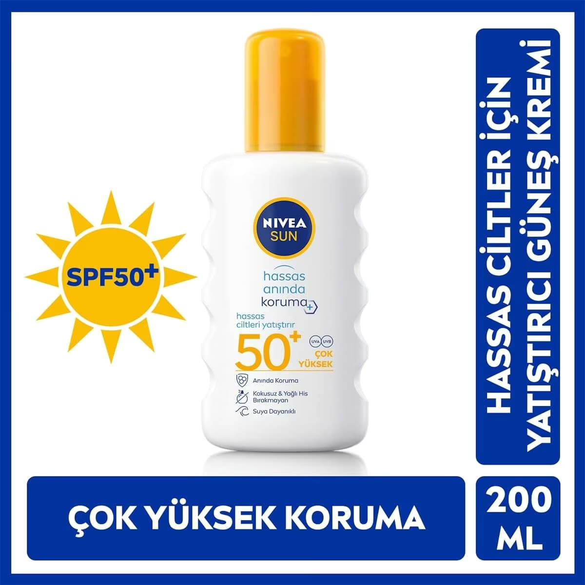 Nivea Sun SPF 50+ Hassas Anında Koruma Güneş Kremi 200 ml Sprey