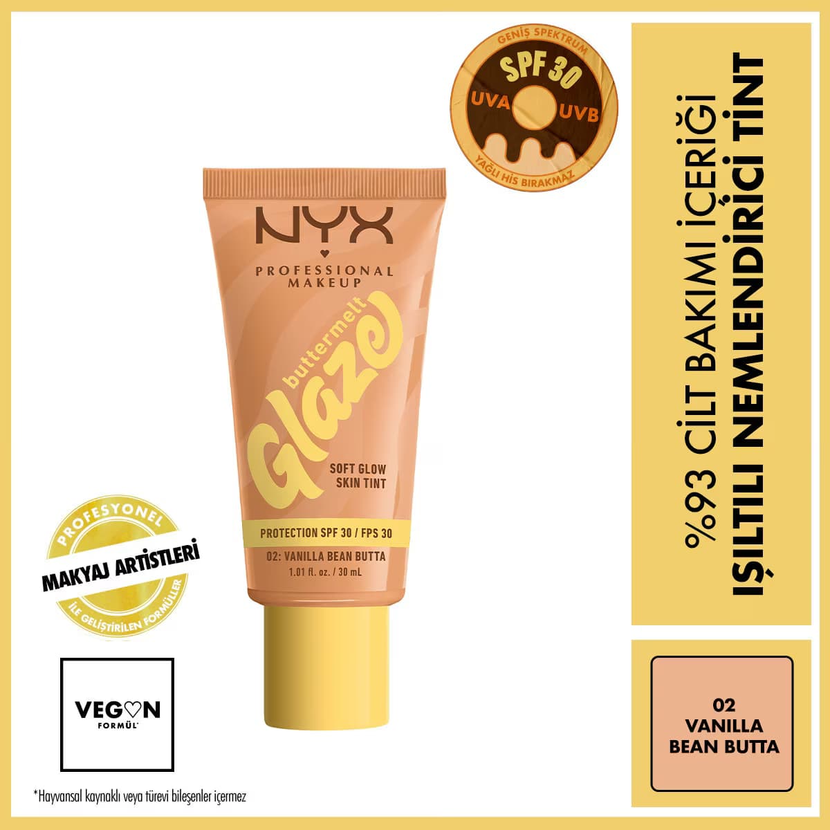 Nyx Professional Makeup Buttermelt Glaze Işıltılı Nemlendirici Tint 02 Vanilla Bean Butta