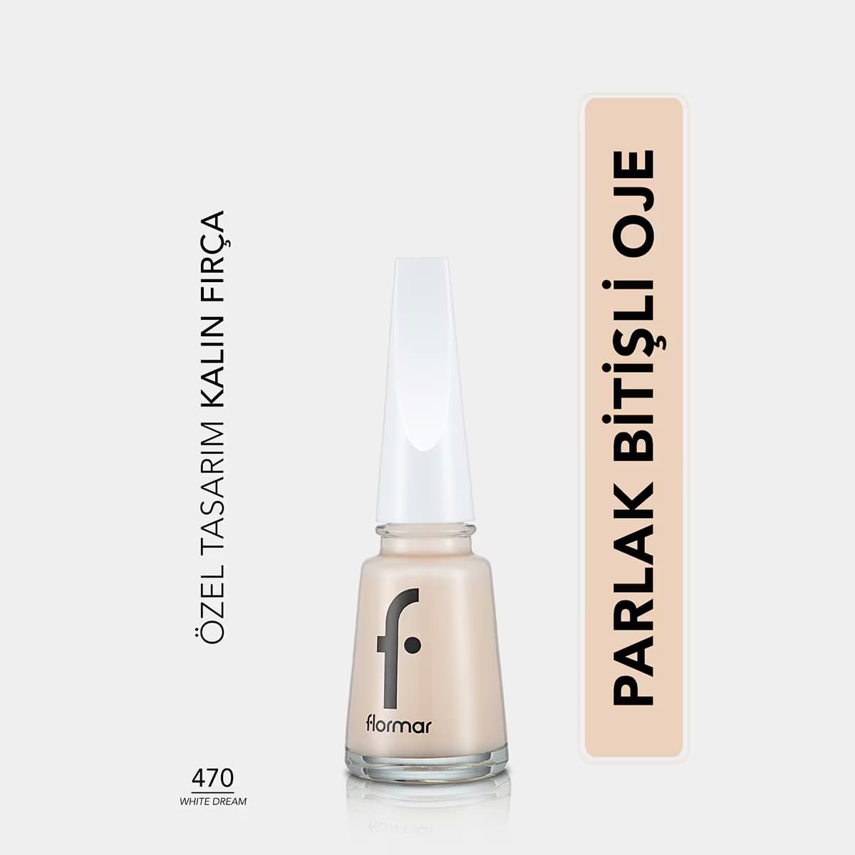 Flormar Nail Enamel Yoğun Pigmentli Parlak Oje No: 470 White Dream