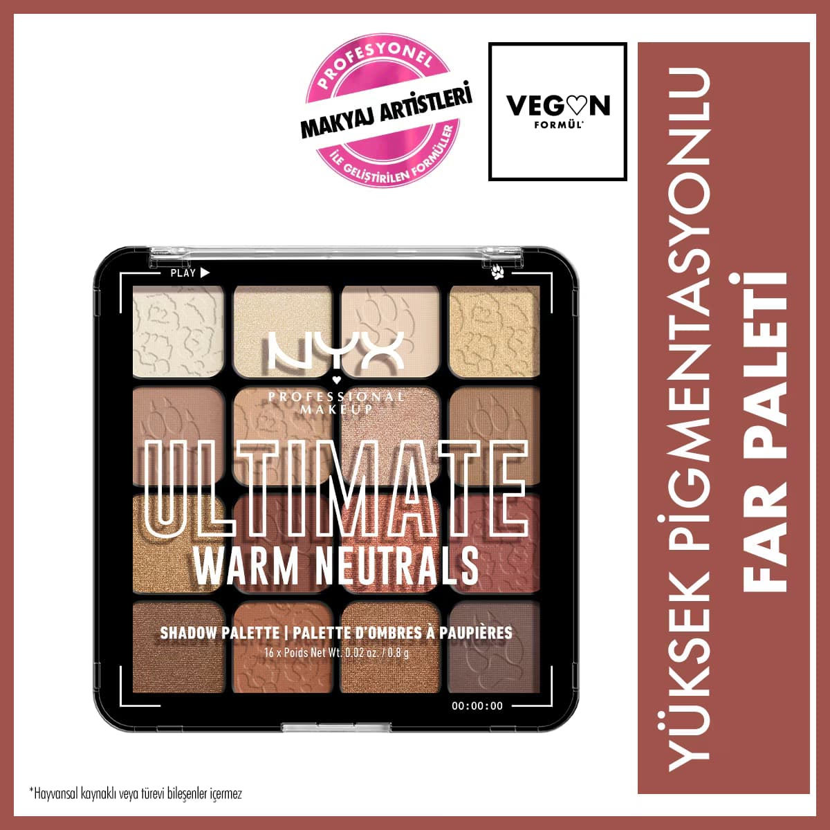 Nyx Professional Makeup Ultimate Shadow Palette Warm Neutrals Göz Farı Paleti