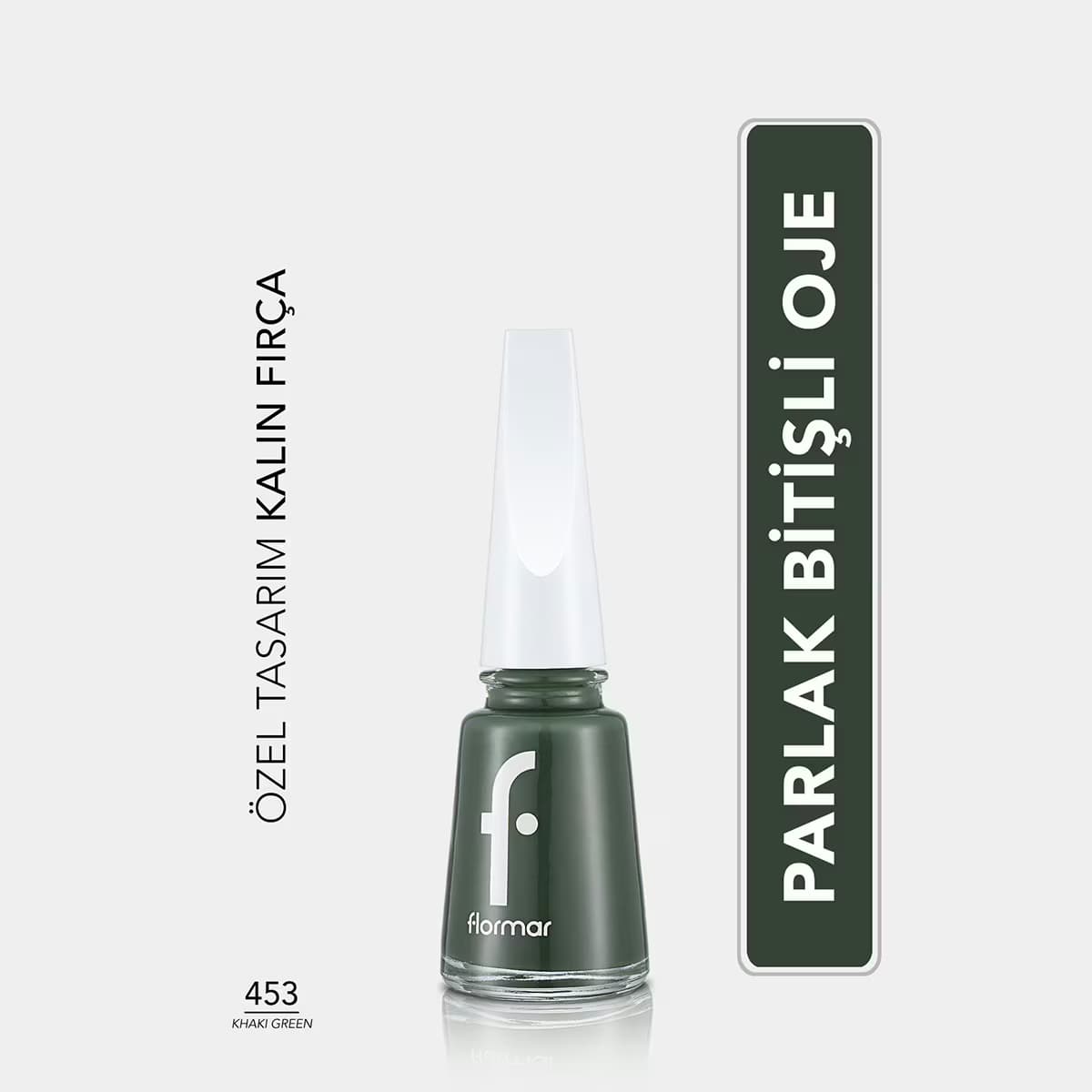 Flormar Nail Enamel Yoğun Pigmentli Parlak Oje No: 453 Khaki Green