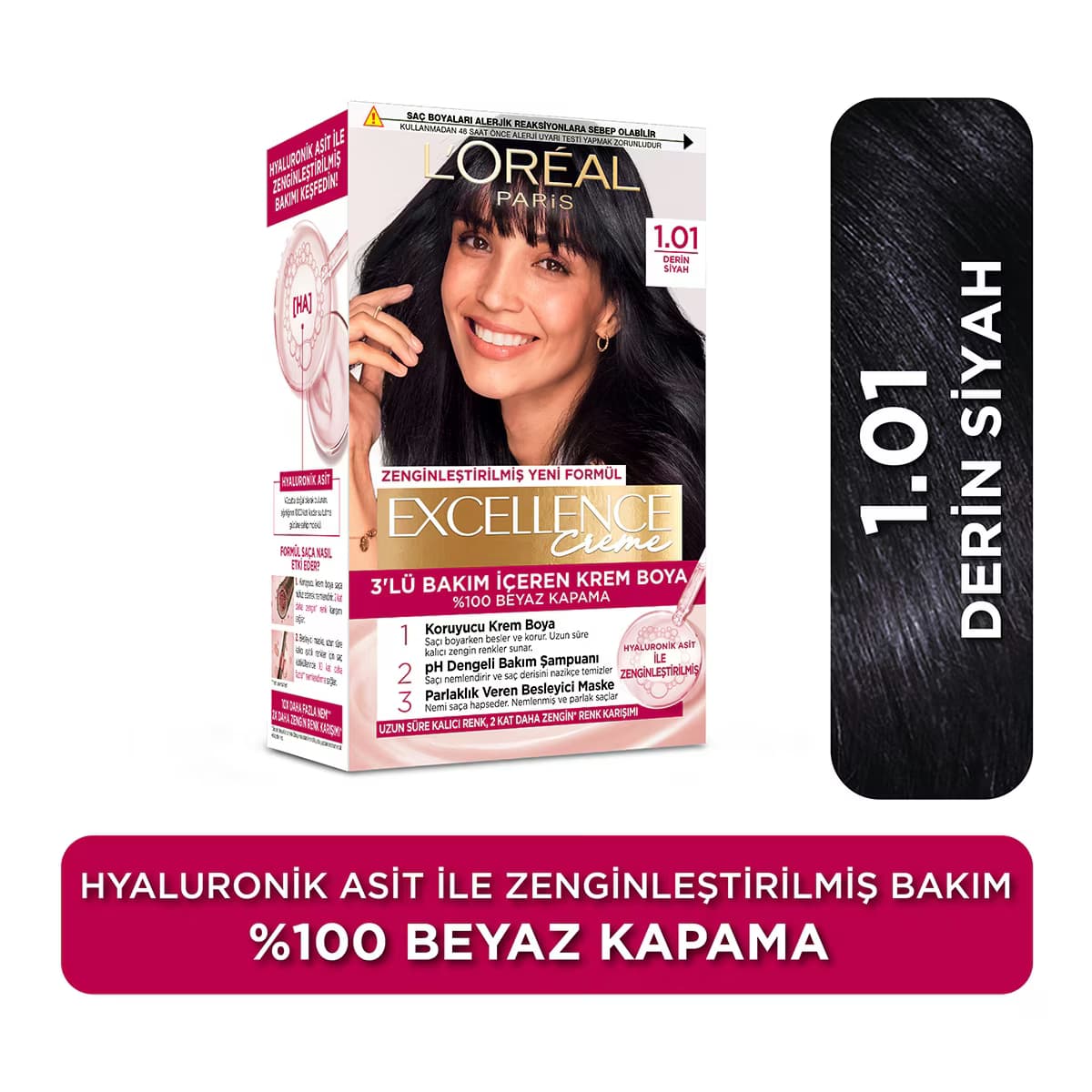 L'Oreal Paris Excellence Derin Saf Siyah Saç Boyası 1.01