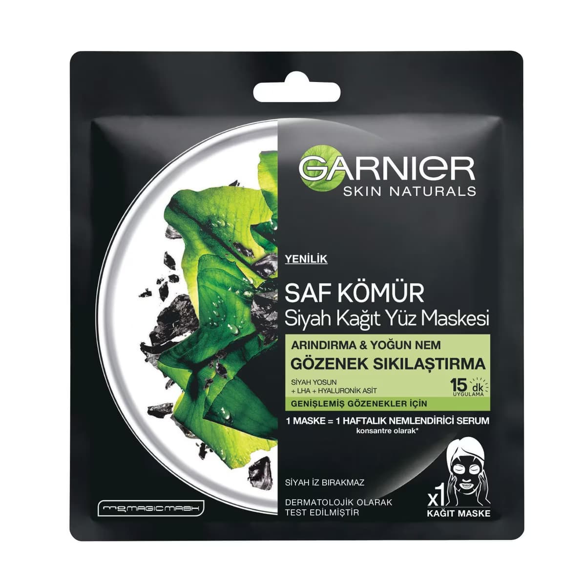 Garnier Kağıt Yüz Maskesi Siyah Yosunlu Gözenek Sıkılaştırıcı 1 Adet