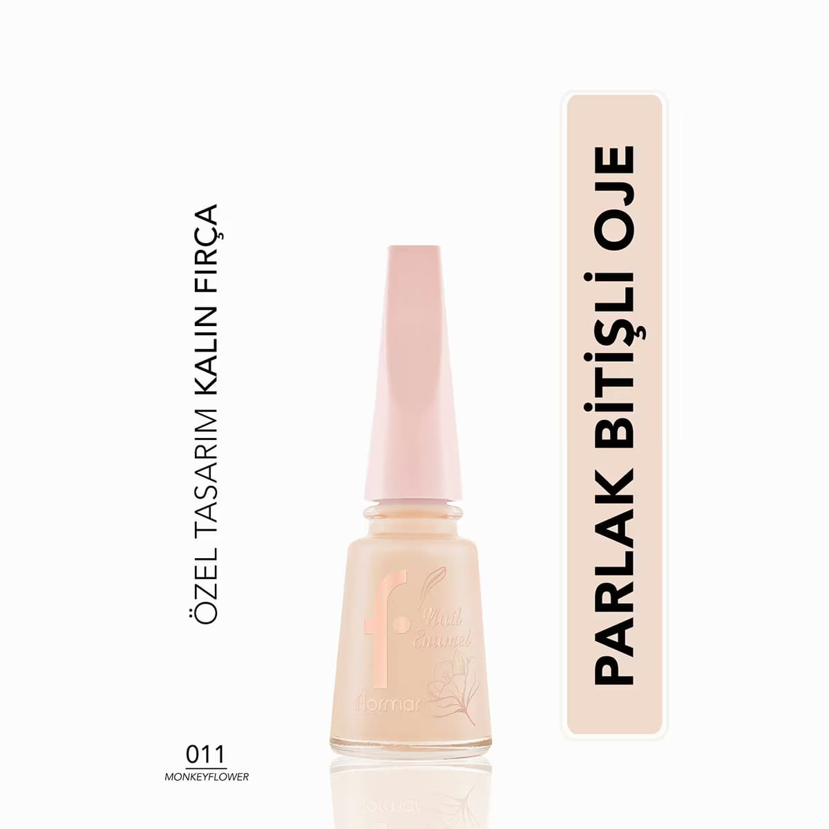 Flormar Blossom Yüksek Pigmentli & Parlak Bitişli Kalın Fırçalı Oje No: 011 Monkey Flower