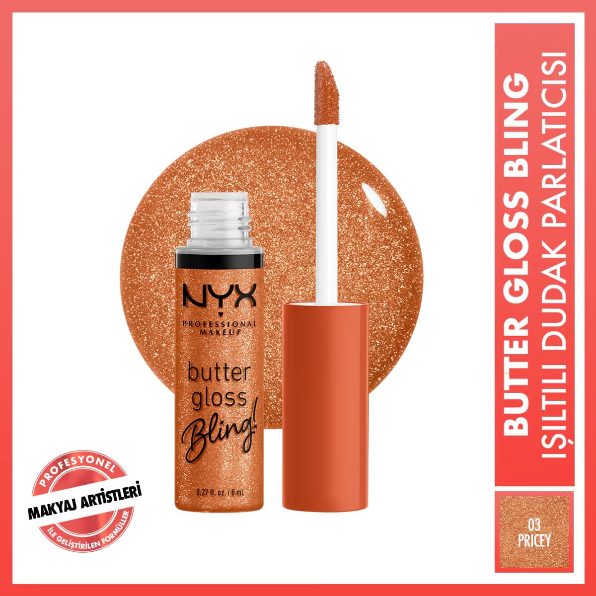 Nyx Professional Makeup Butter Gloss Bling Işıltılı Dudak Parlatıcısı 03 Pricey