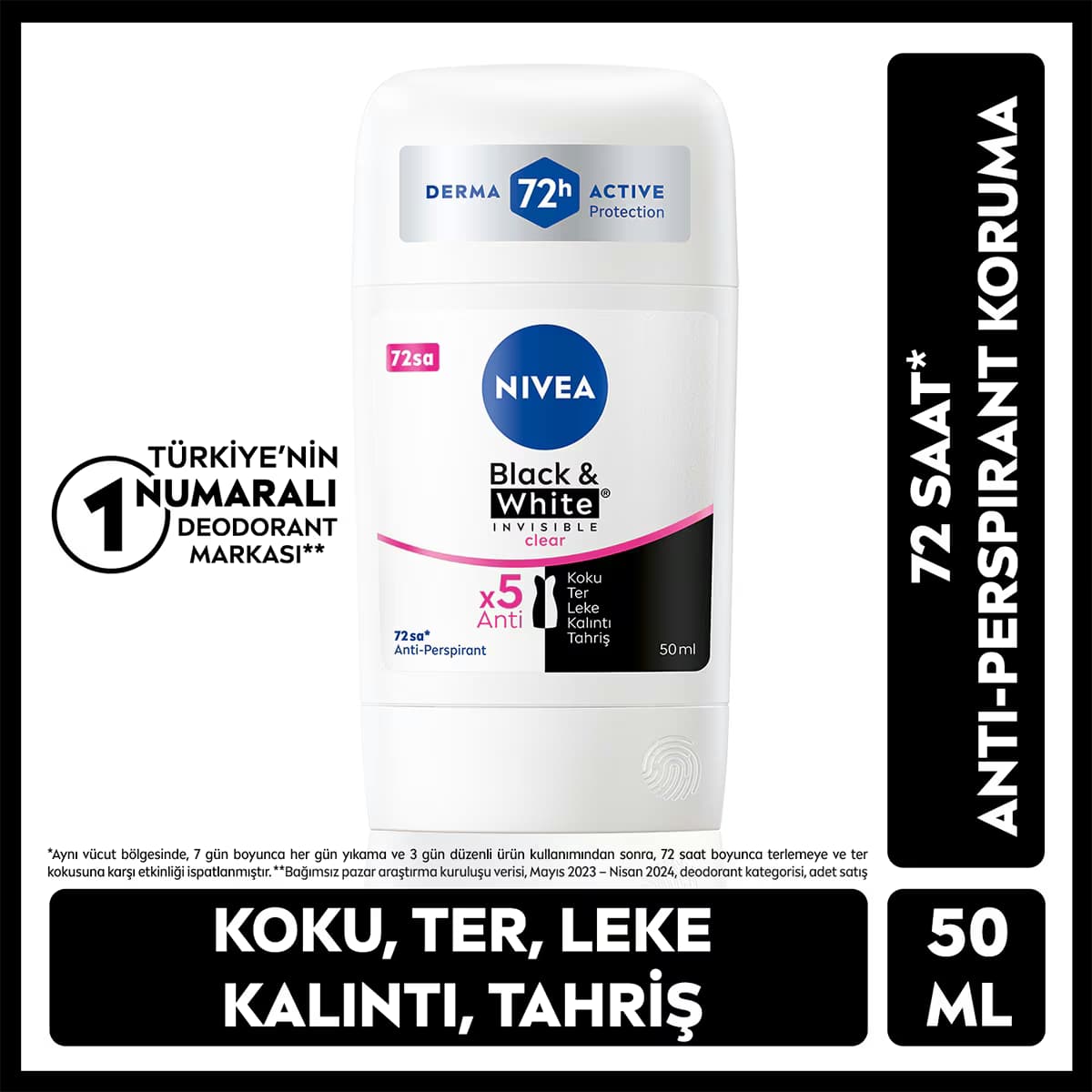 Nivea Kadın Stick Deodorant Black&White Invisible Clear 50 ml