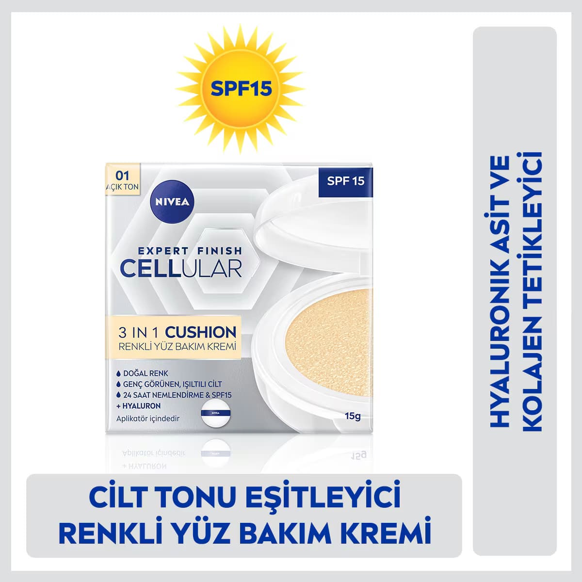 Nivea Cellular Expert Finish 3in1 Cushion Renkli Açık Ton Yüz Bakım Kremi 01 15 ml