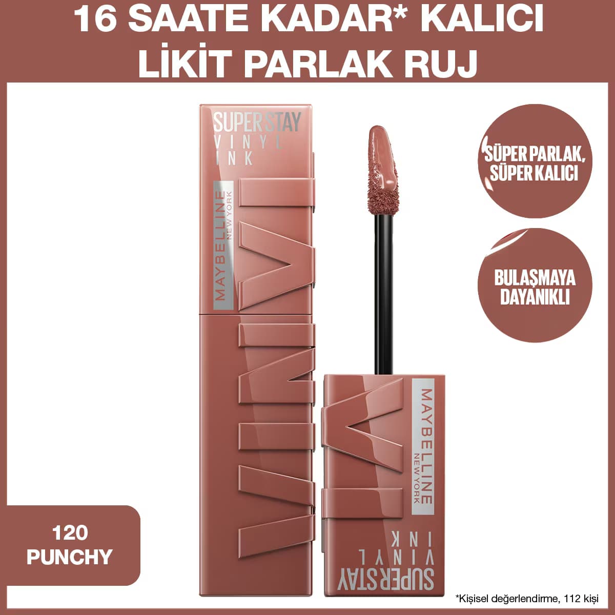 Maybelline New York Super Stay Vinyl Ink Likit Parlak Ruj 120 Punchy