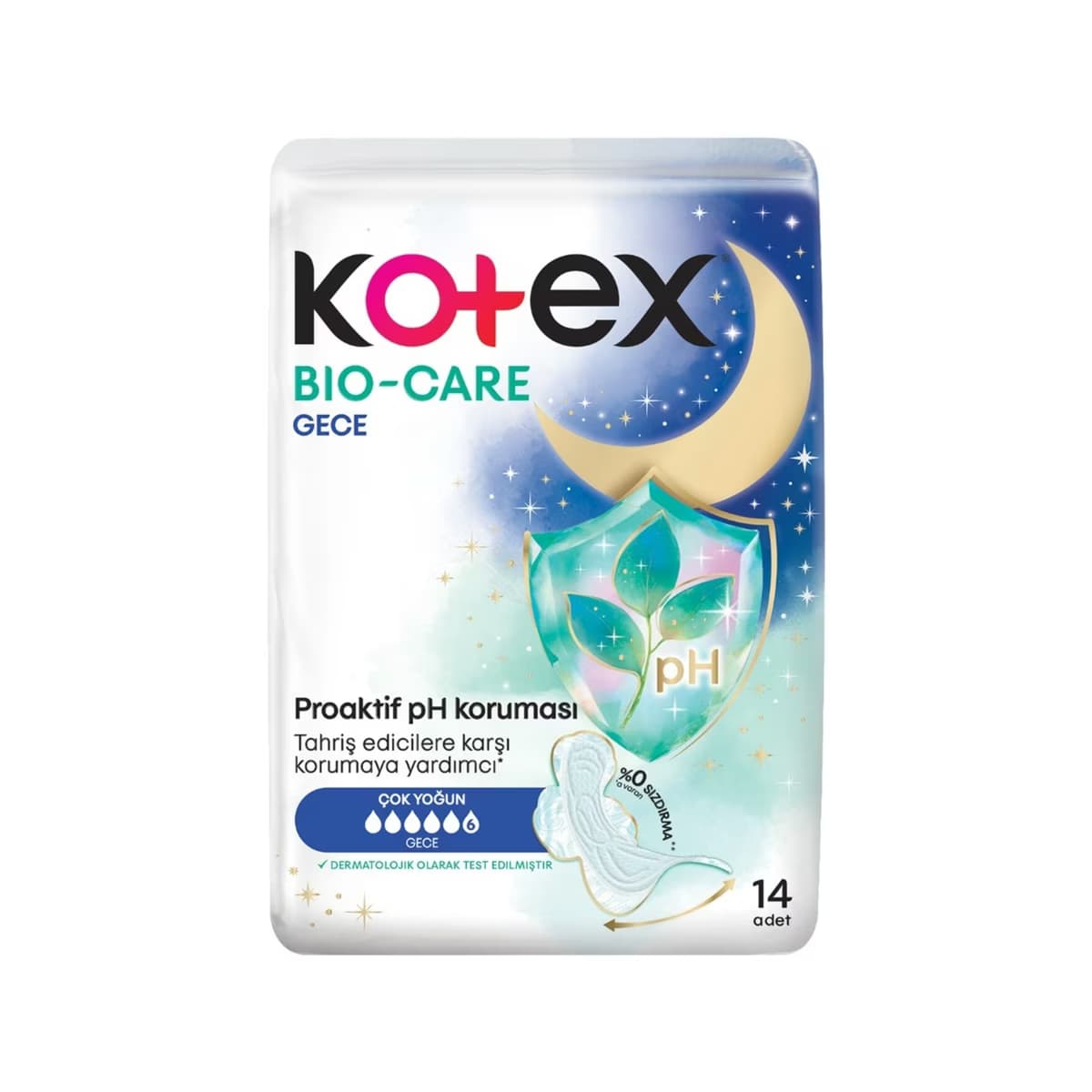 Kotex Bio-Care Quadro Gece (Boy 6) Hijyenik Ped 14'lü - Gratis