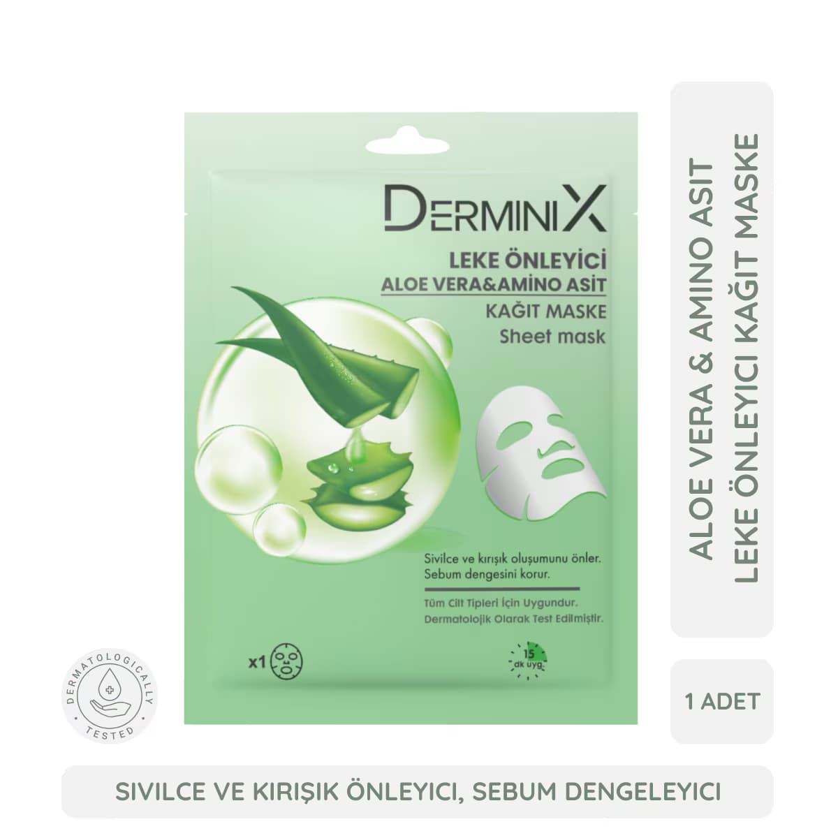 Derminix Leke Önleyici Kağıt Maske Aloe Vera ve Amino Asit 1 Adet