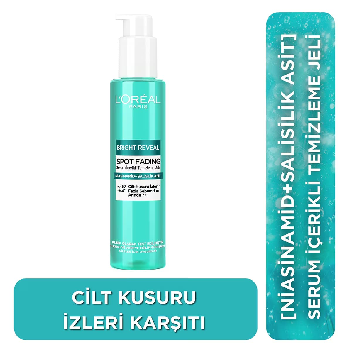 L'Oreal Paris Bright Reveal Cilt Kusuru İzi Karşıtı, Serum İçerikli Temizleme Jeli Niasinamid+Salisilik Asit 150 ml
