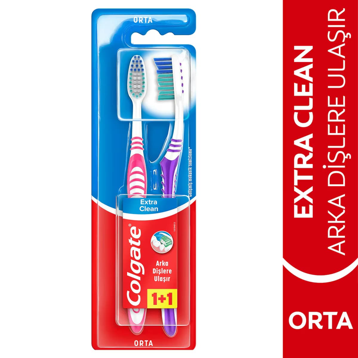 Colgate Extra Clean Dil Temizleyicili Diş Fırçası Orta 1+1