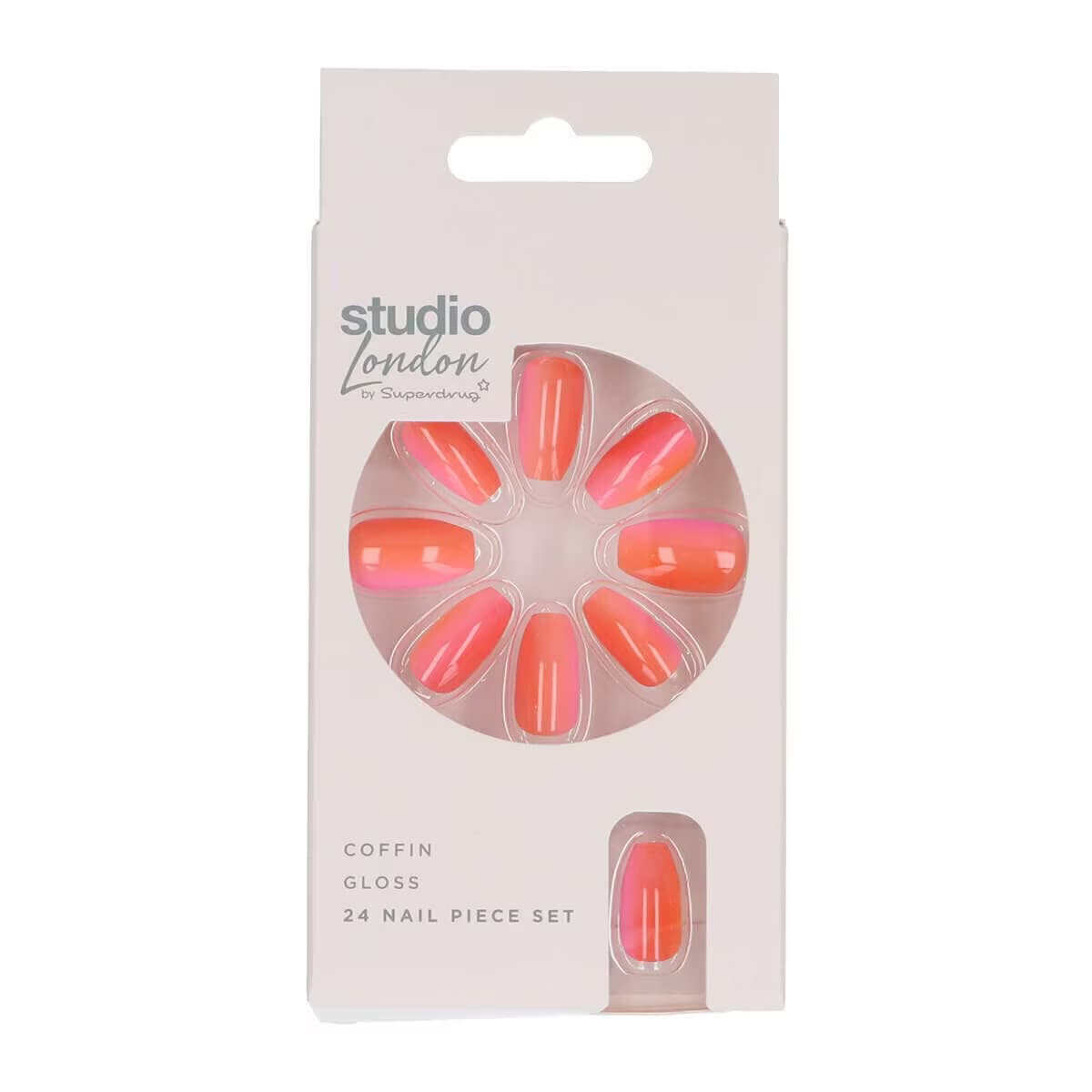 Superdrug Studio Takma Tırnak Ombre Coral
