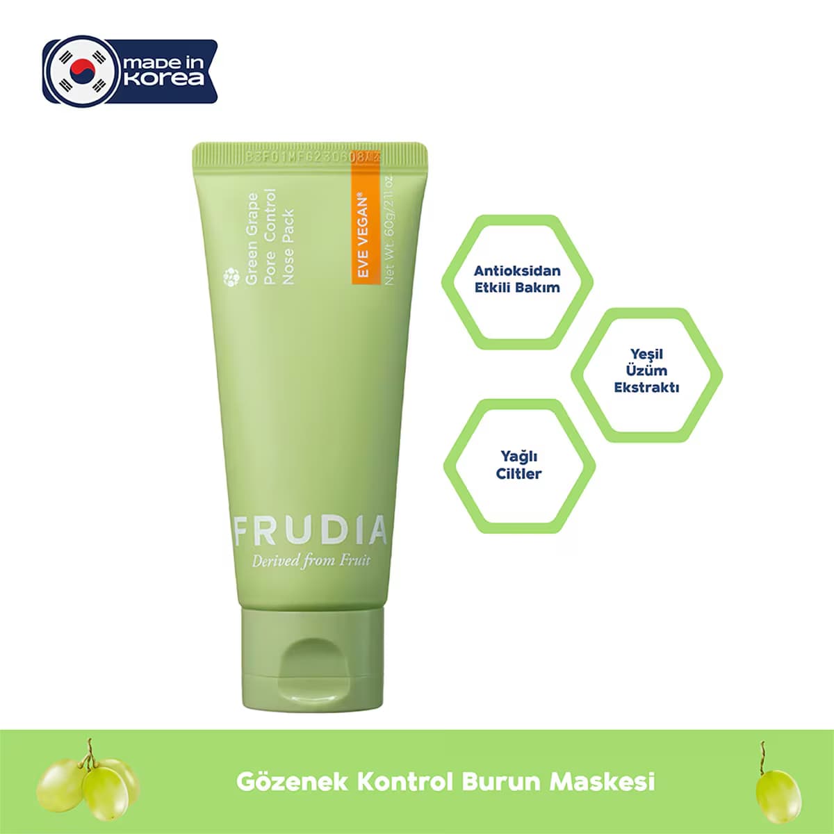 Frudia Green Grape Gözenek Kontrol Soyulabilir Burun Maskesi 60 g