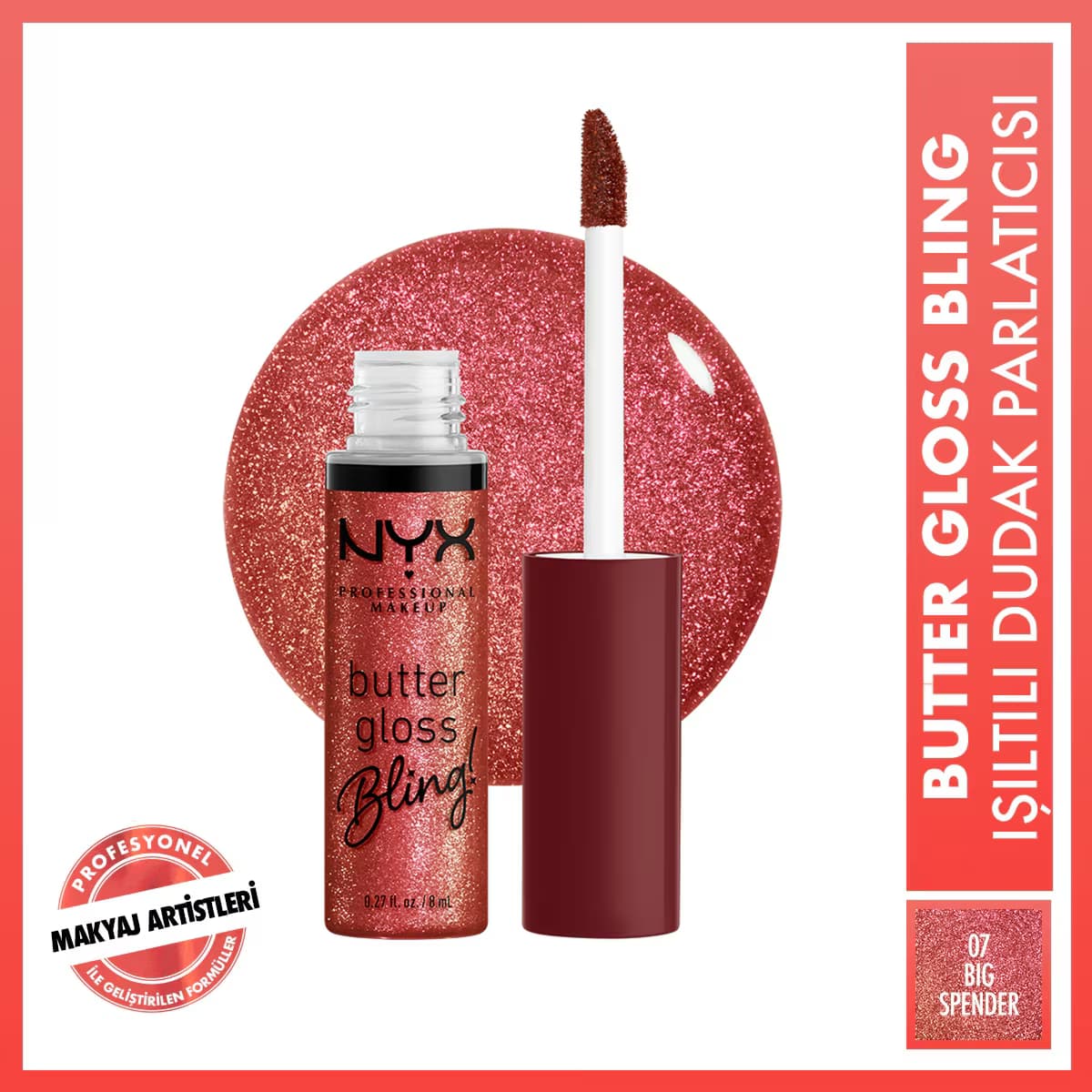 Nyx Professional Makeup Butter Gloss Bling Işıltılı Dudak Parlatıcısı 07 Big Spender