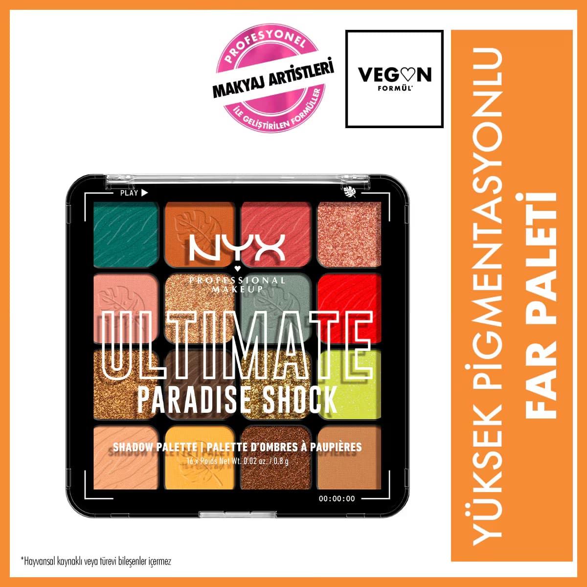 Nyx Professional Makeup Ultimate Shadow Palette Paradise Shock Göz Farı Paleti