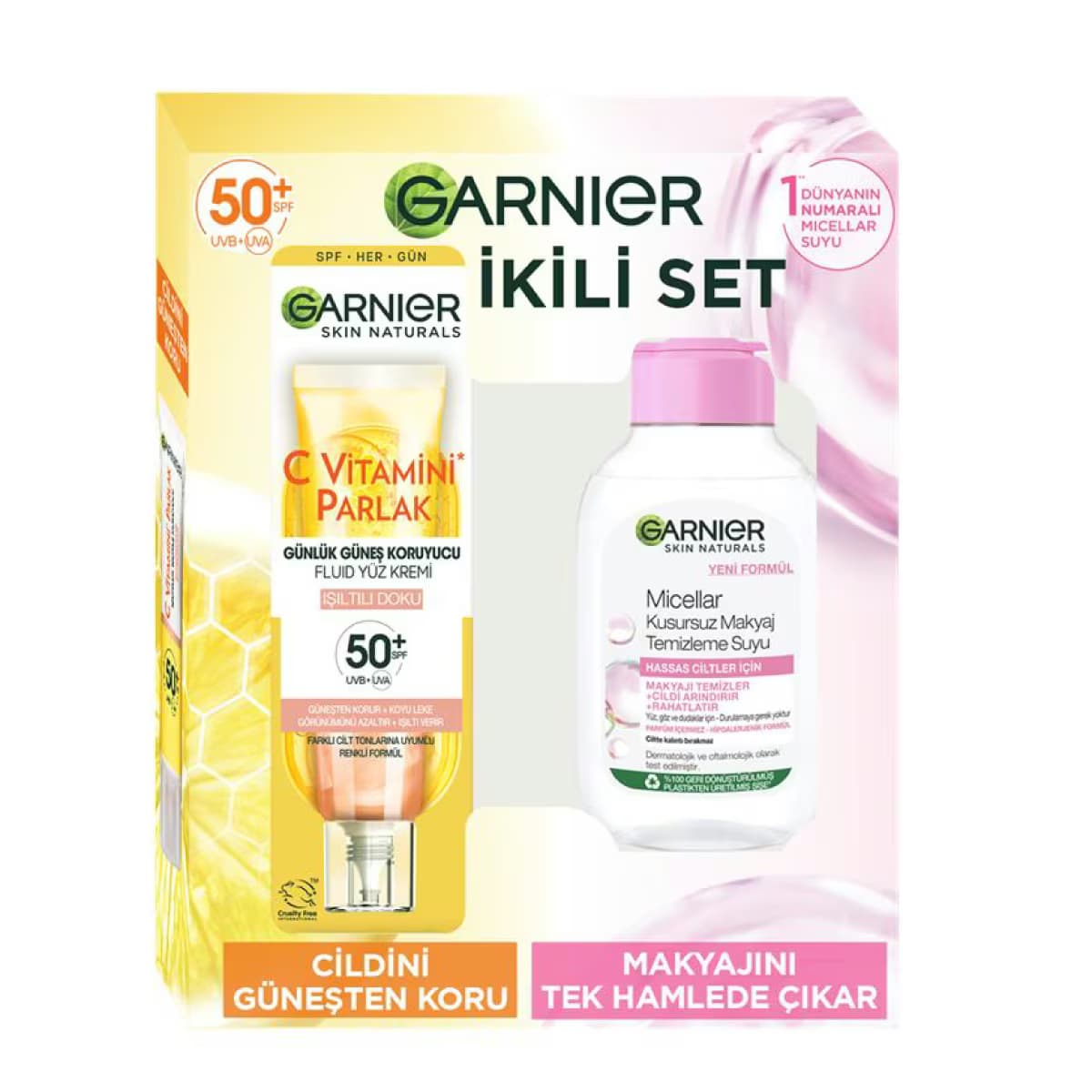 Garnier Işıltılı Doku Güneş Kremi+Micellar Makyaj Temizleme Suyu