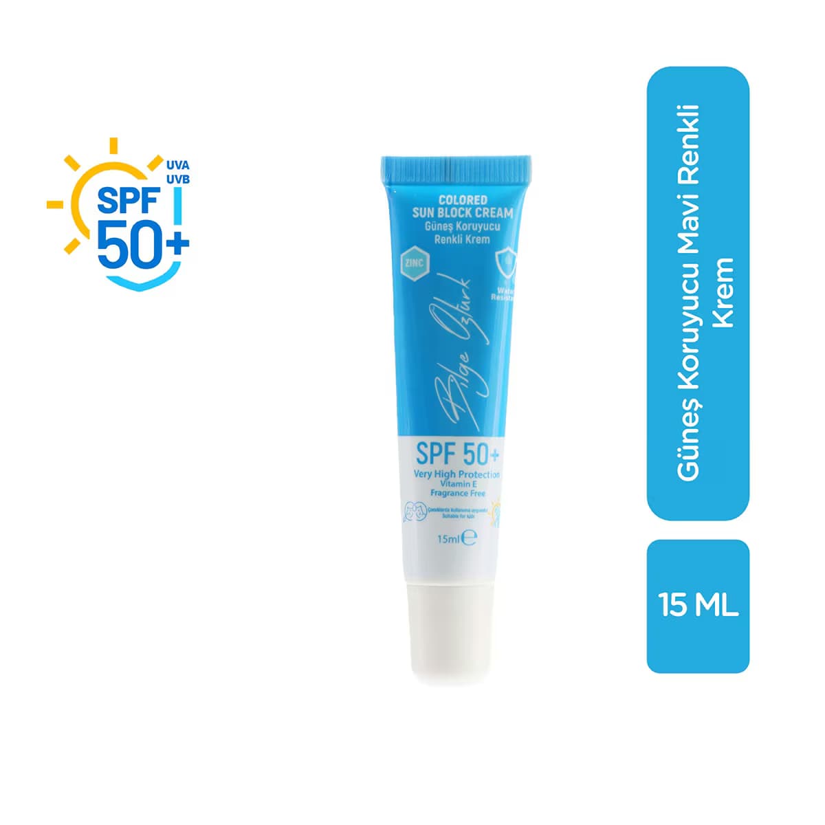 Bilge Öztürk Renkli Güneş Koruyucu Krem Mavi Spf50 15 ml