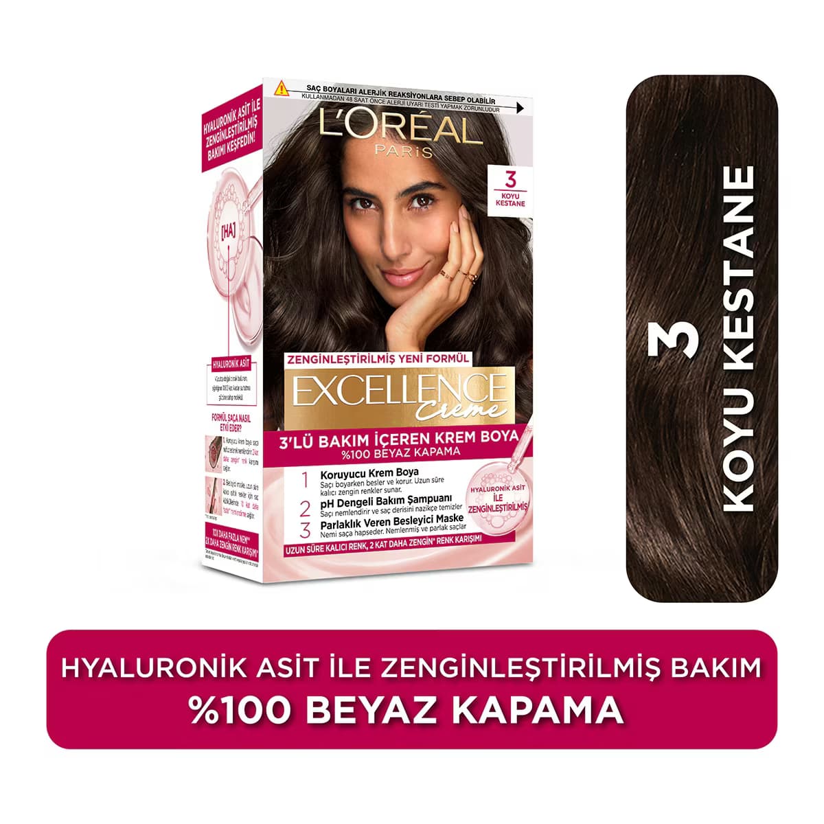 L'Oreal Paris Excellence Koyu Kestane Saç Boyası 3