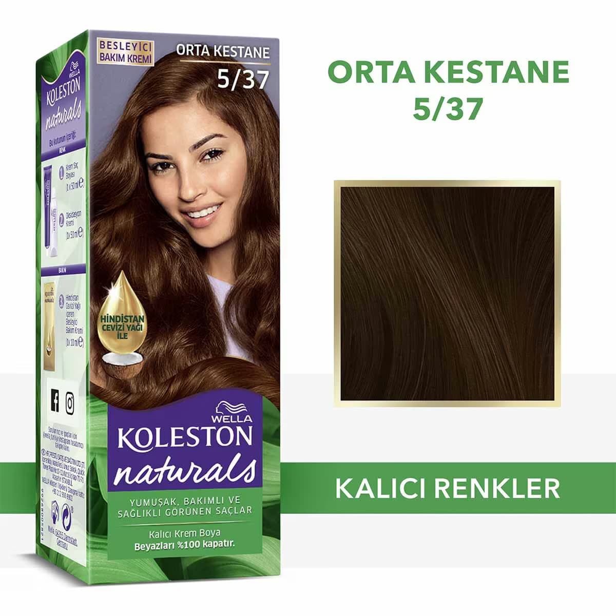 Wella Koleston Naturals Saç Boyası 5/37 Orta Kestane