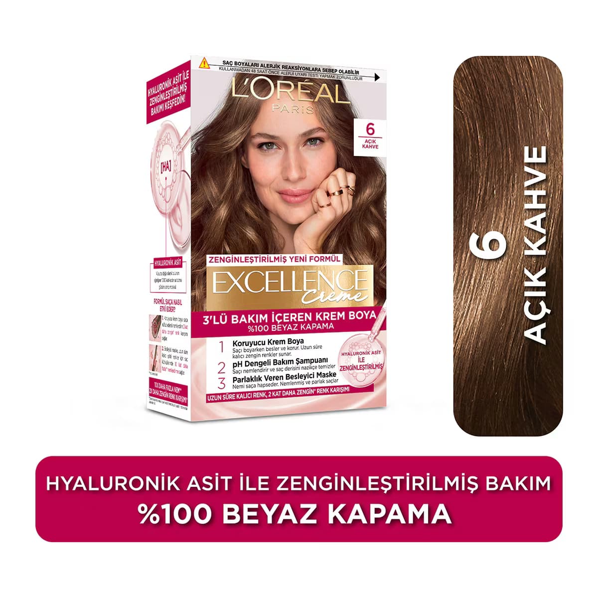 L'Oreal Paris Excellence Açık Kahve Saç Boyası 6