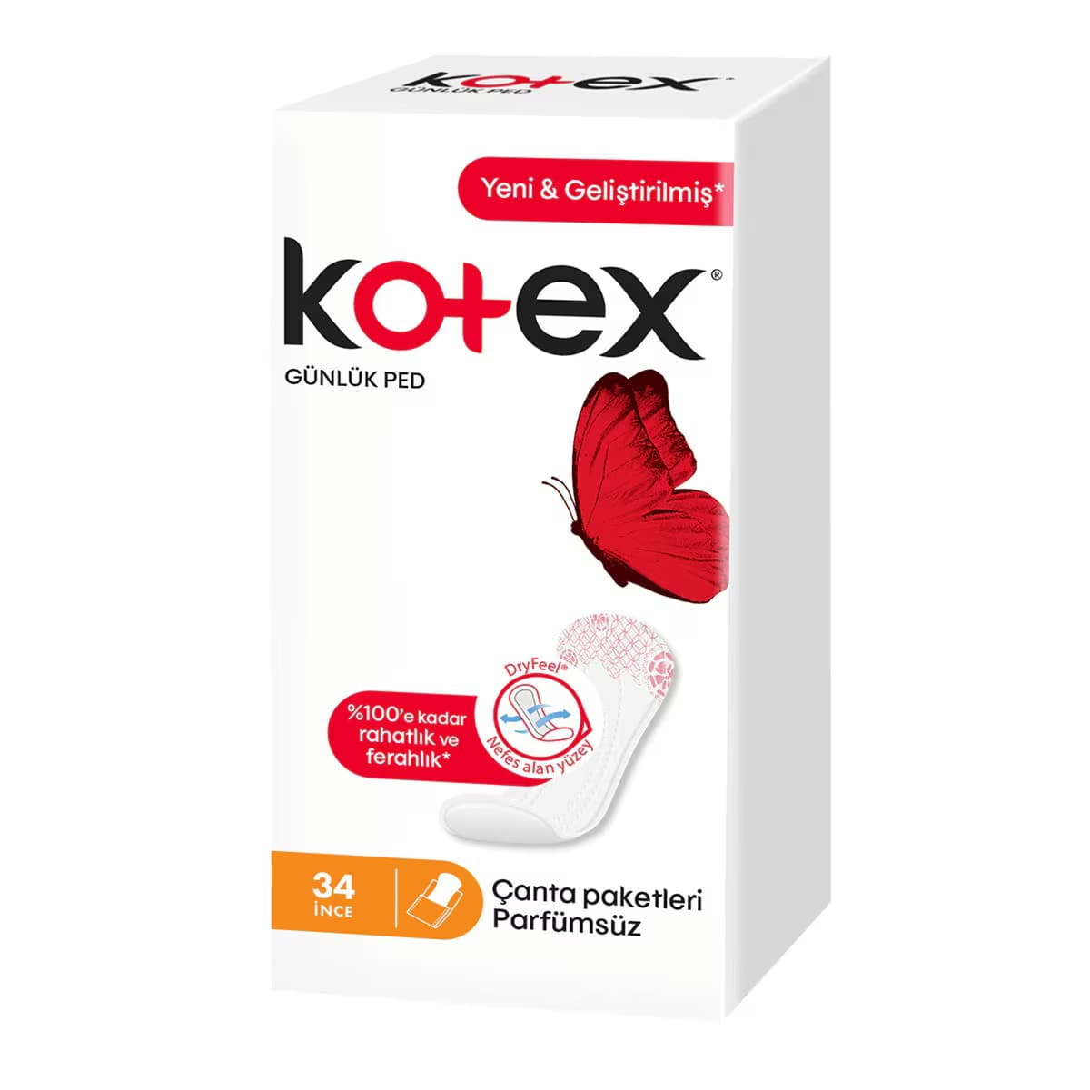 Kotex Ultra Günlük Ped İnce Parfümsüz Ekonomik Paket 34'lü